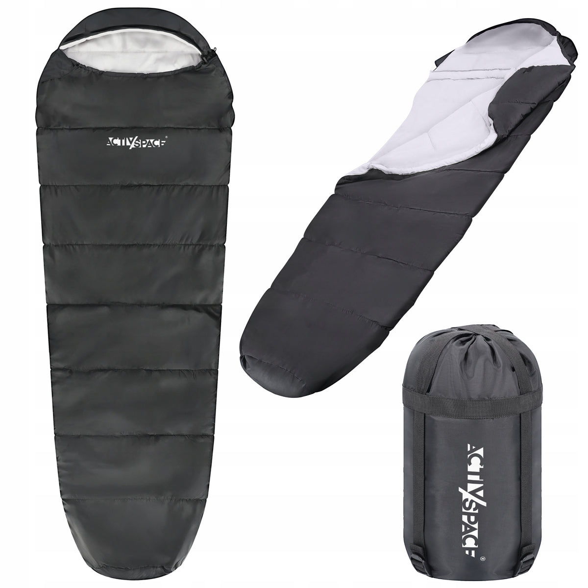 CAMPING SLEEPING BAG MUMMY WITH HOOD WARM SUMMER LIGHT 1250g FOR CAMPING IN THE MOUNTAINS