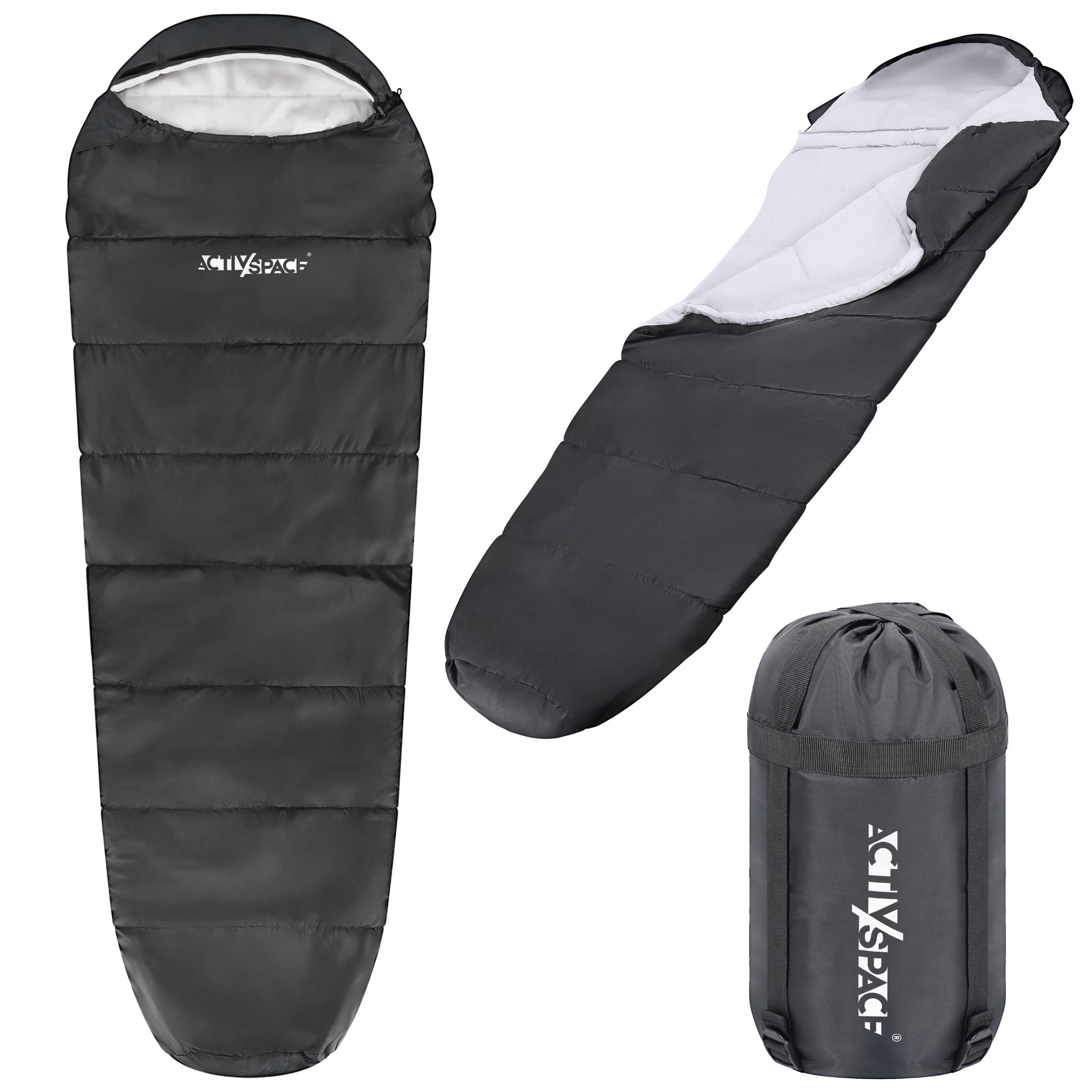 CAMPING SLEEPING BAG MUMMY WITH HOOD WARM SUMMER LIGHT 1250g FOR CAMPING IN THE MOUNTAINS