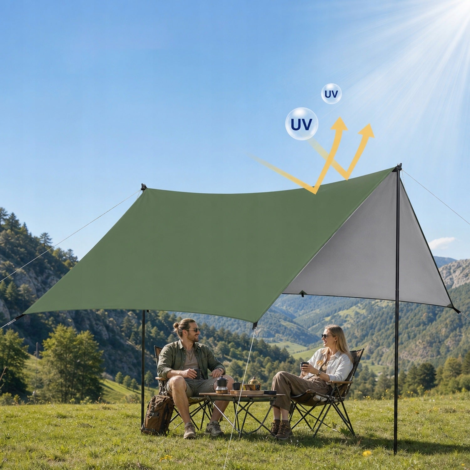 CAMPING TARP 3X3M TARPAULIN WATERPROOF LIGHTWEIGHT HAMMOCK TENT UV PROTECTION Manufacturer code 6SP0323MM