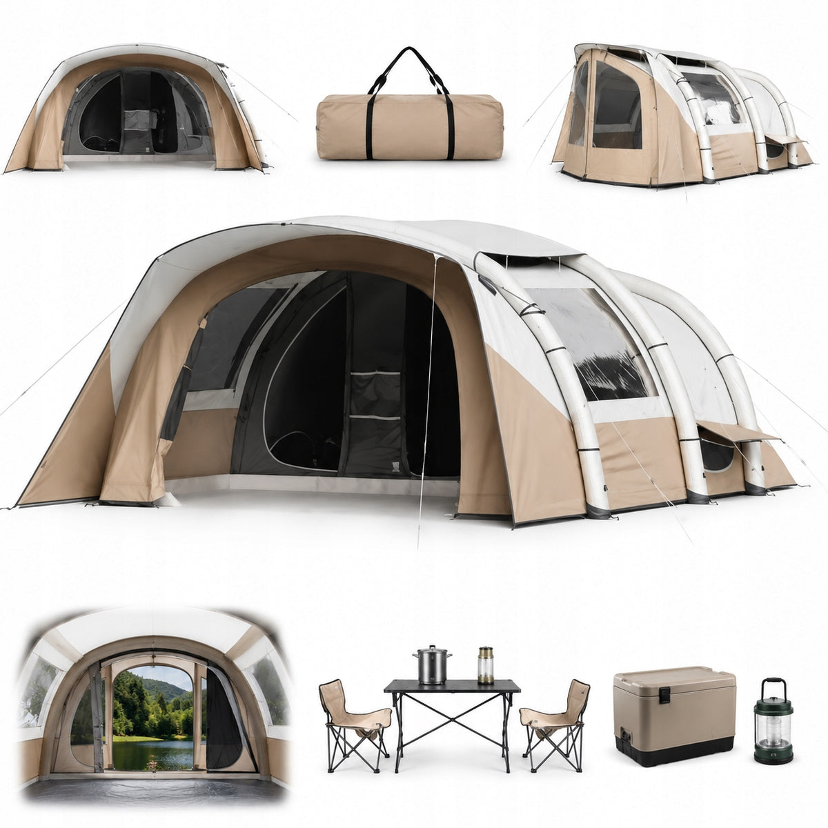 CAMPING TENT INFLATABLE FRESH BLACK 6 - TOURIST PERSON QUECHUA AIR