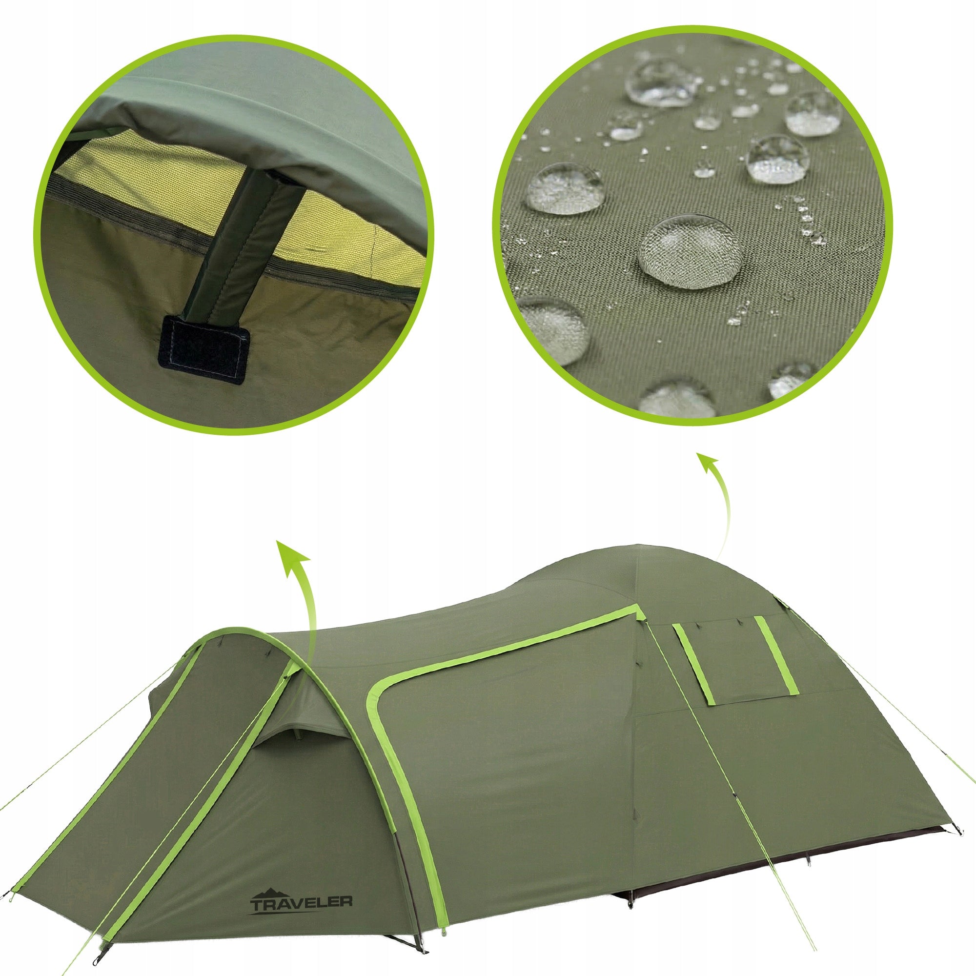 CAMPING TENT TOURIST 3 PERSON WATERPROOF LARGE VESTIBULE VAYOX Model TRAVELER