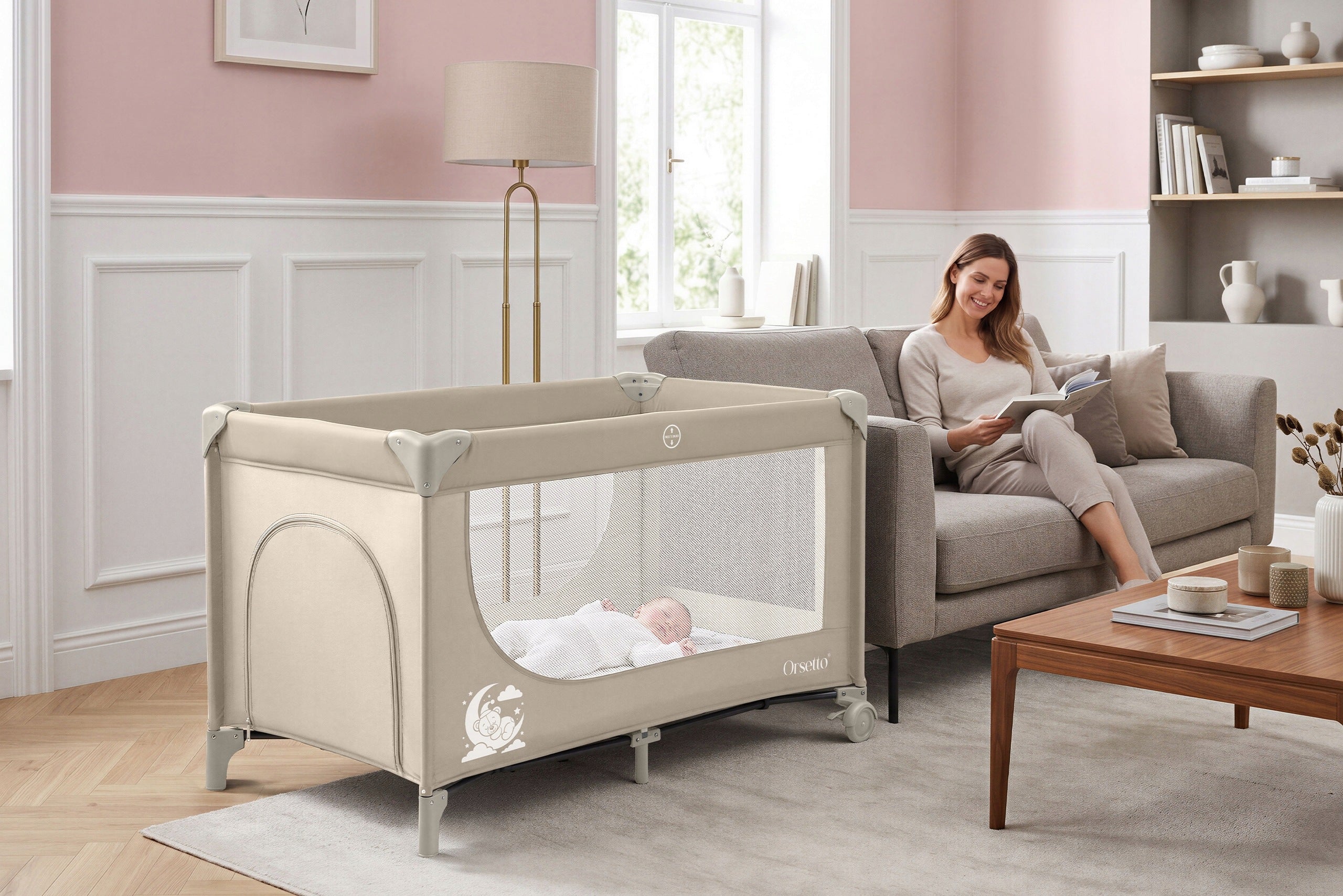 CAMPINGINO TRAVEL COT ORSETTO AUTOMATICALLY FOLDING BEIGE Manufacturer code 5905226126839