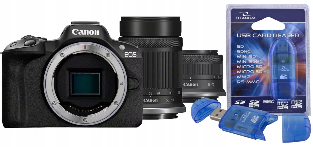 CANON EOS R50 + RF-S 18-45mm F4.5-6.3 IS STM + RF-S 55-210mm IS STM READER