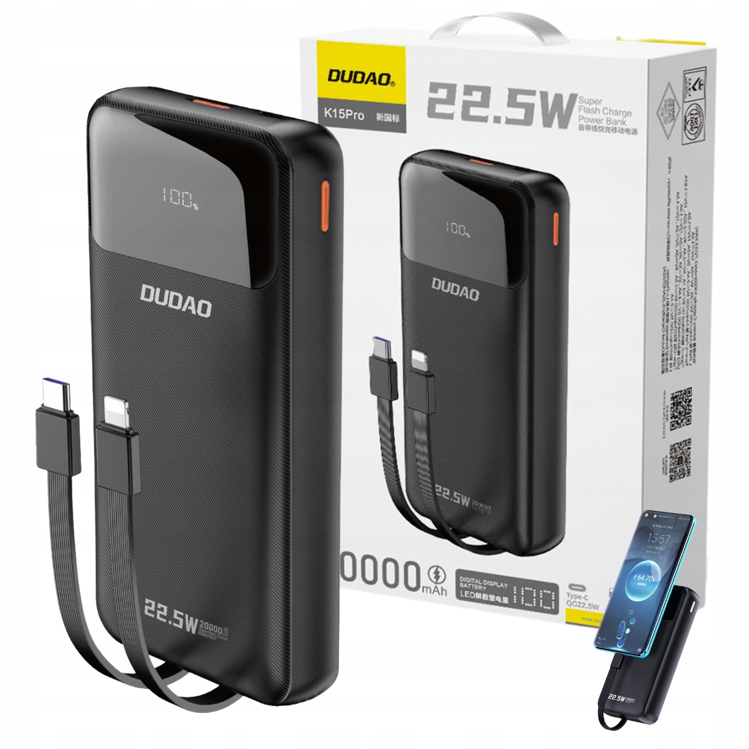 CAPACIOUS POWERBANK 20000mAh FAST CHARGING 22.5W USB-C + 20W CABLE FREEBIE