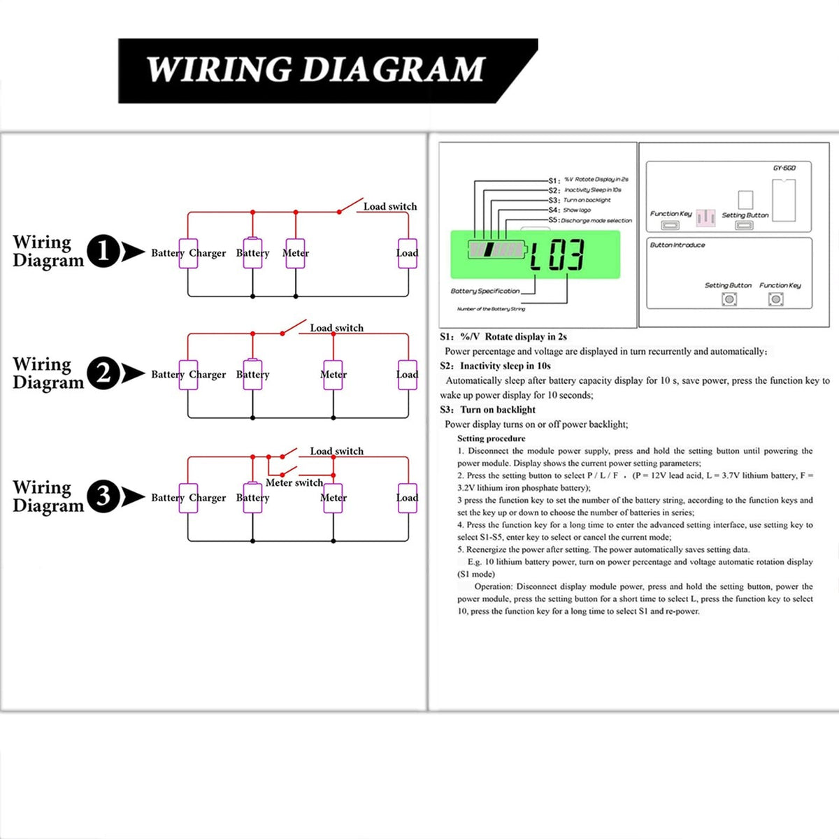 CAPACITY VOLTAGE METER 12V 24V 36V 48V 72V BATTERY MONITOR WITH ALARM Kind other