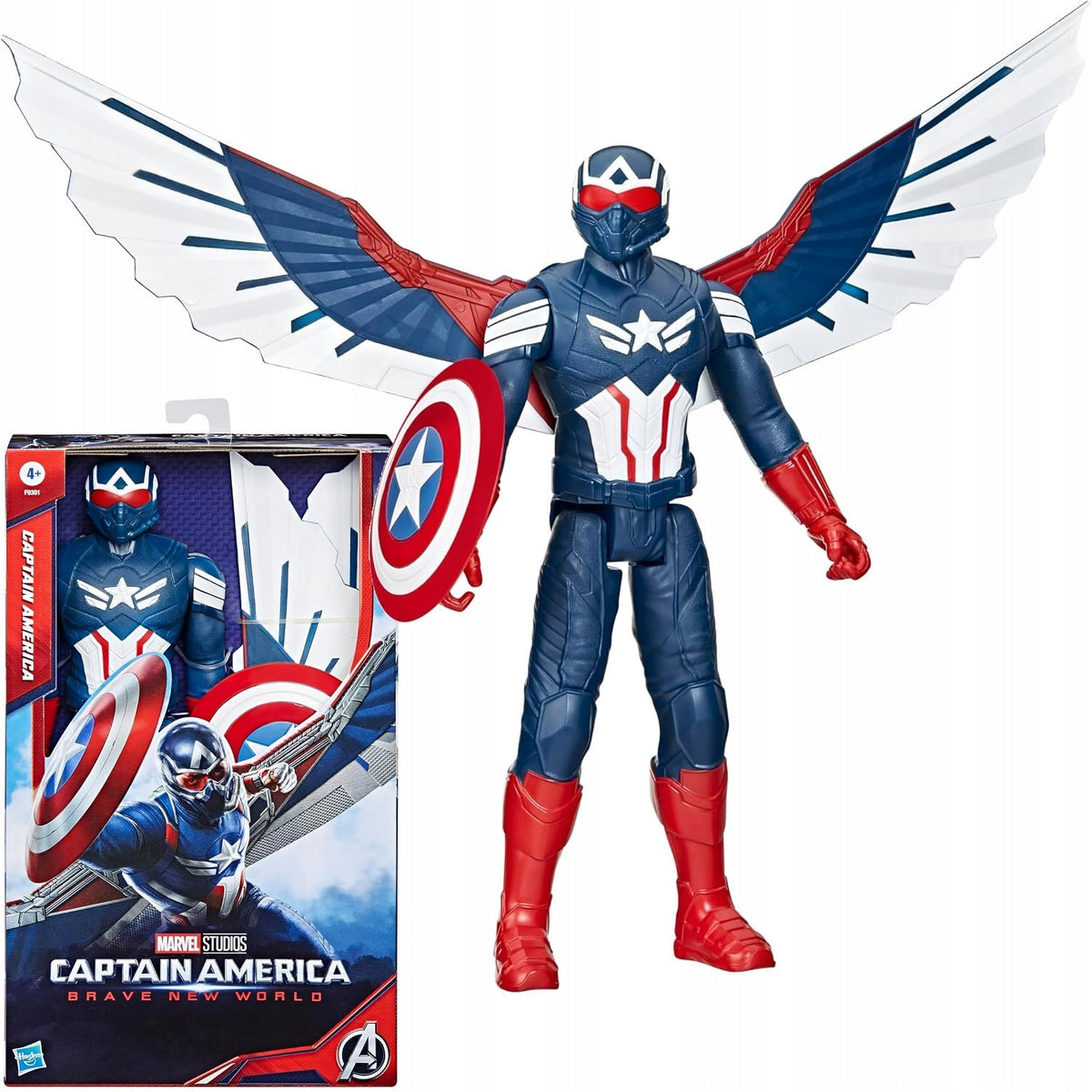 CAPTAIN AMERICA Large Figurine 30cm HASBRO Avengers wings + shield F9301