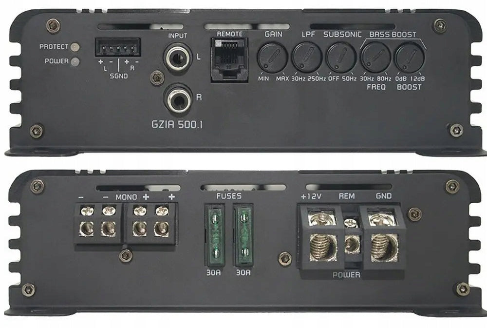 CAR AMPLIFIER MONOBLOCK GROUND ZERO GZIA 500.1 580W RMS + REMOTE CONTROL Manufacturer code GZIA 500.1