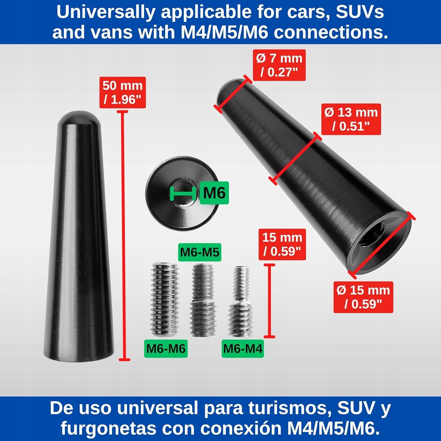 CAR ANTENNA 5 CM BLACK SHORT ROD ROOF UNIVERSAL Brand no brand