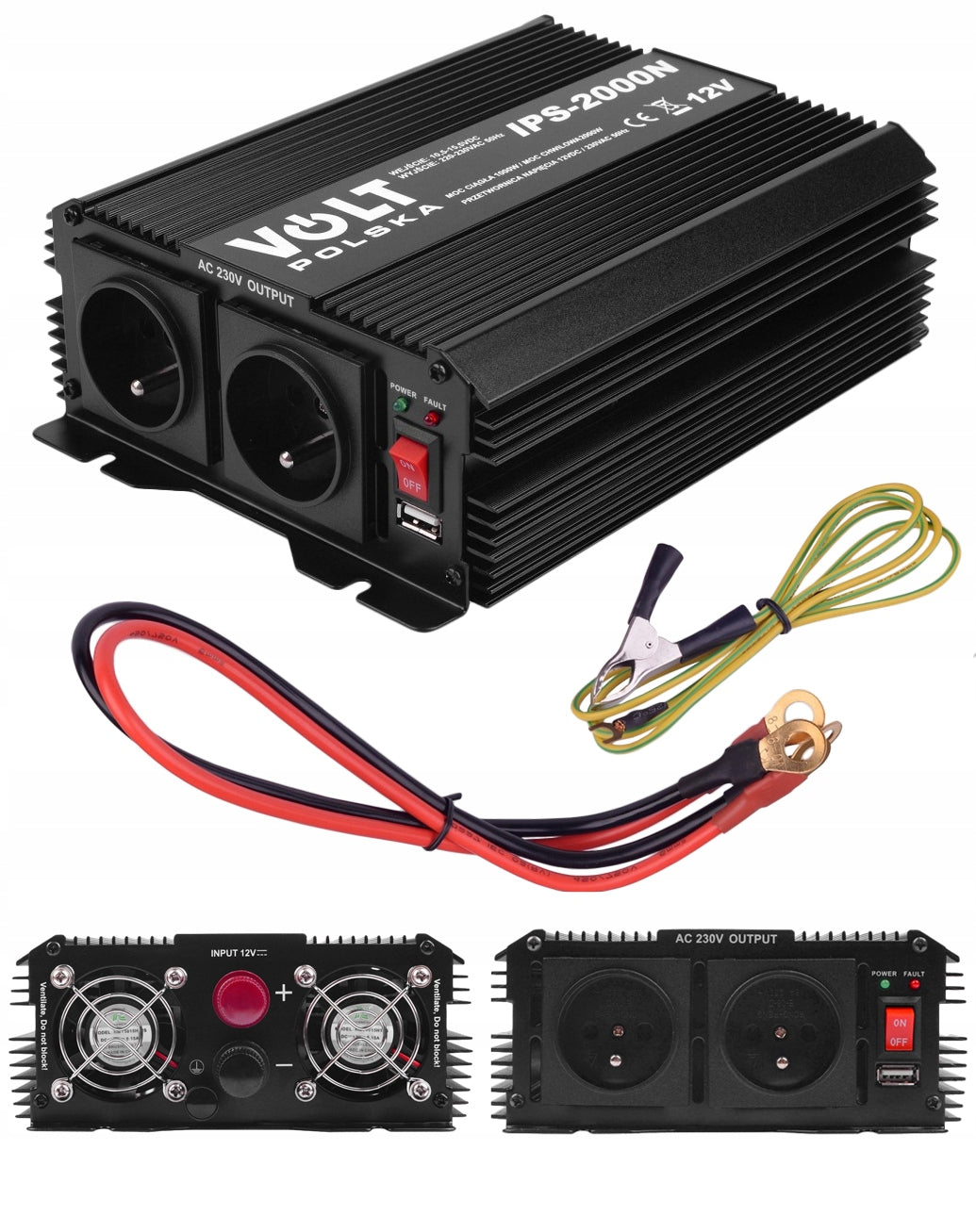 CAR BATTERY CONVERTER 12V 230V 1000W 2000W VOLT Poland + USB