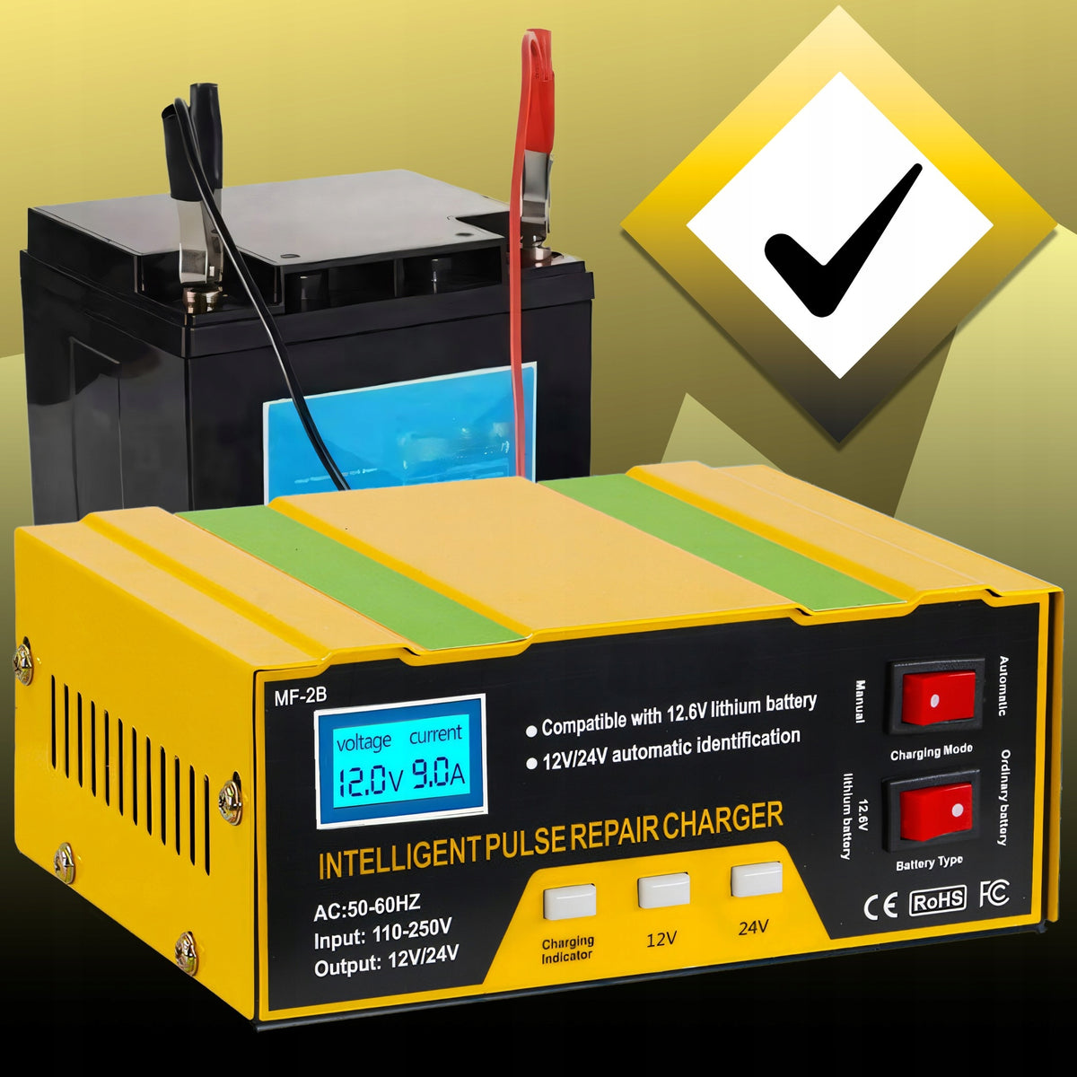 CAR BATTERY RECTIFIER CAR REPAIR FUNCTION 12V 24V CHARGER Brand RETOO