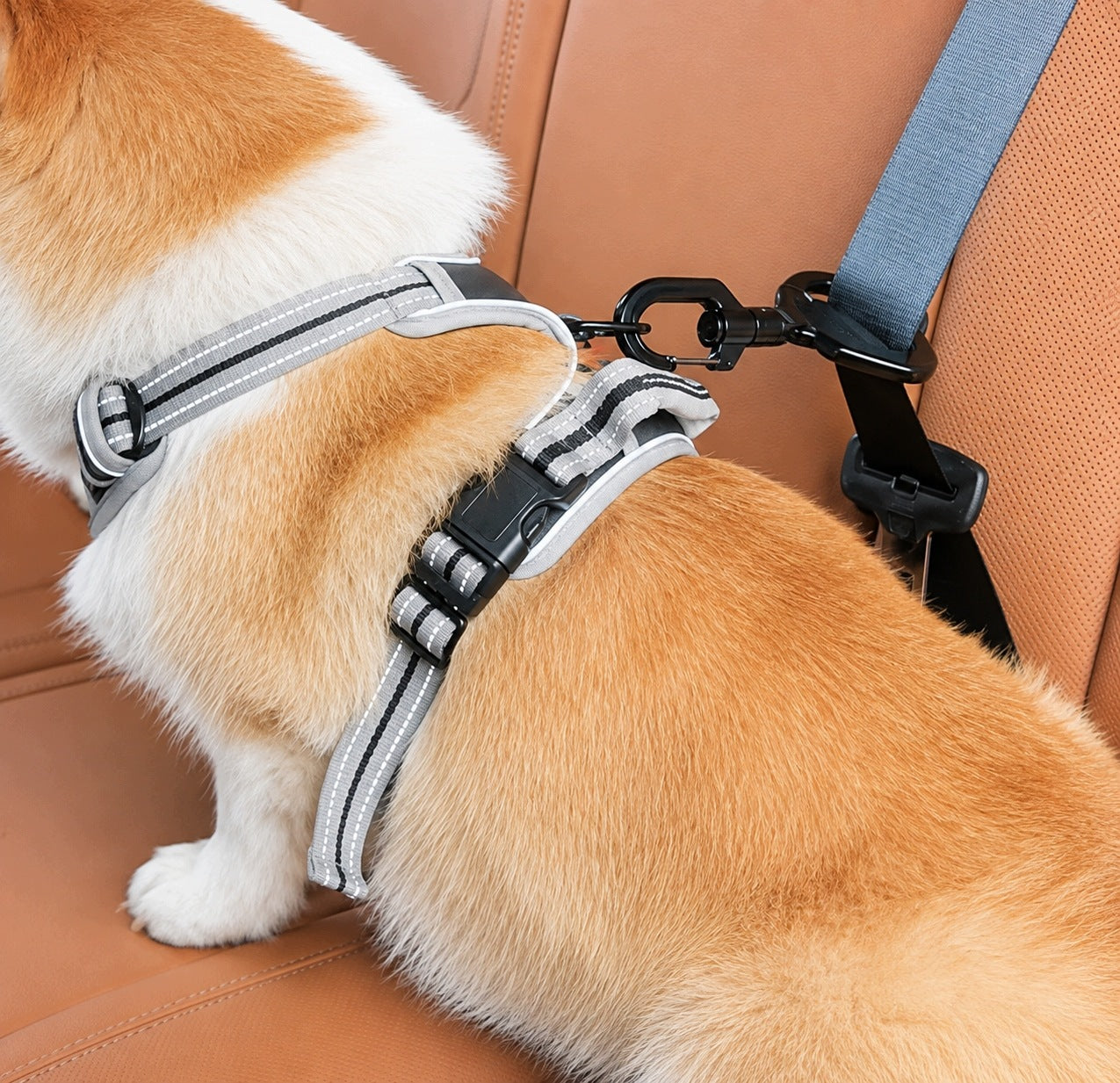 CAR BELT HOLDER SECURE SOLID BELT LEASH BLACK Brand Reverse