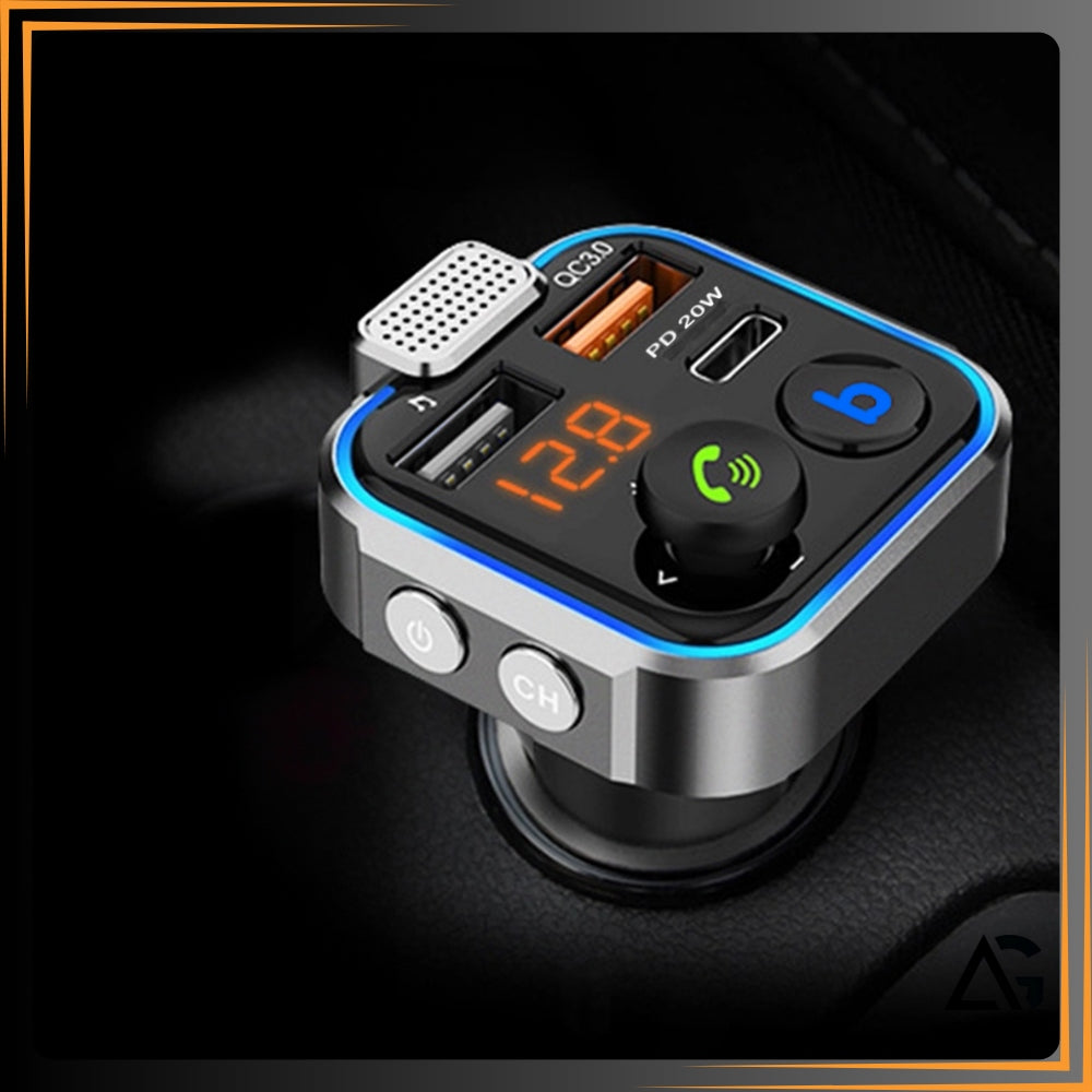 CAR BLUETOOTH TRANSMITTER FM 3.0A + 1.0A QC USB-C MP3 USB CHARGER Packaging status original
