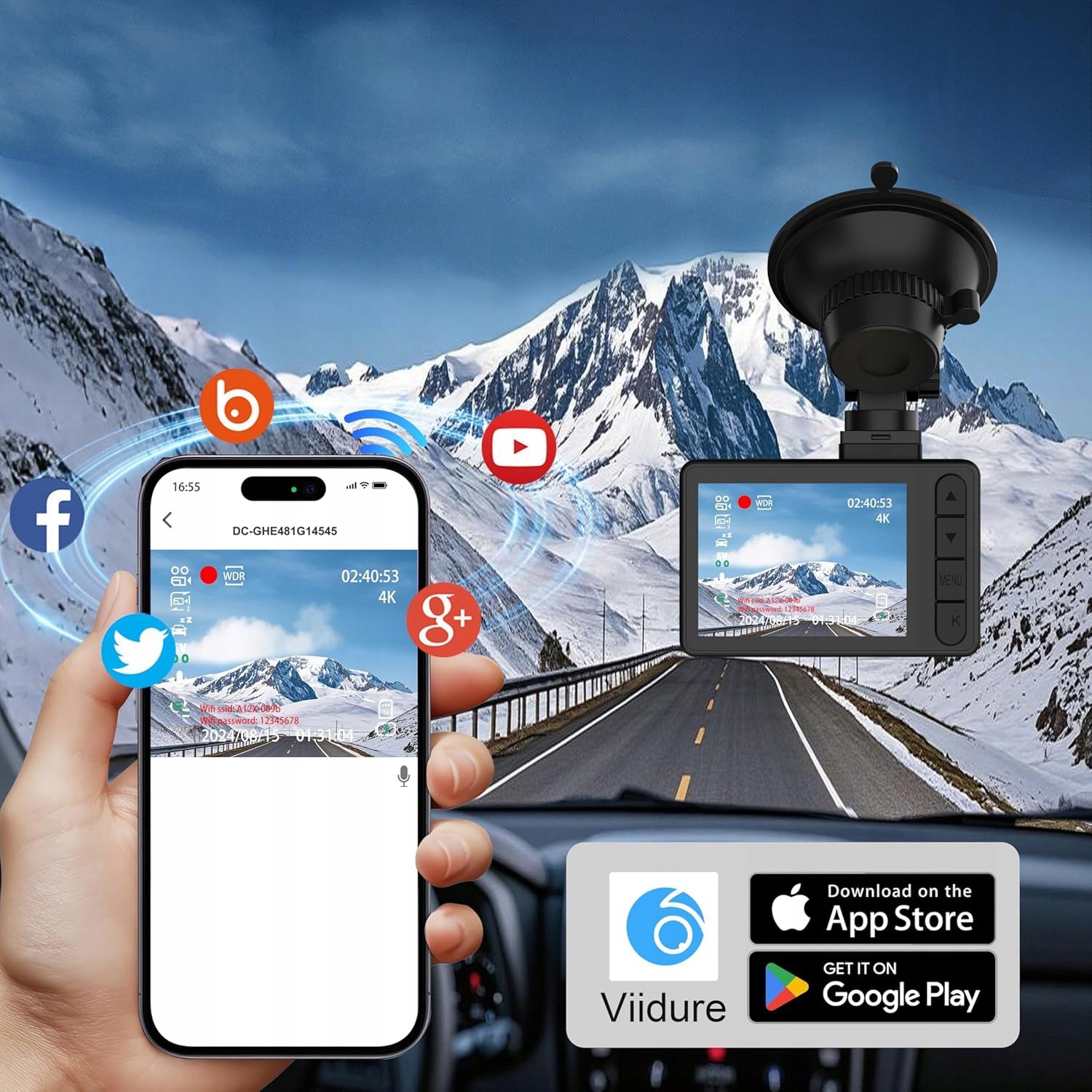 CAR CAMERA Feegar Traffic 4K UHD WiFi VIDEO RECORDER 5G 170° +REAR Brand Feegar