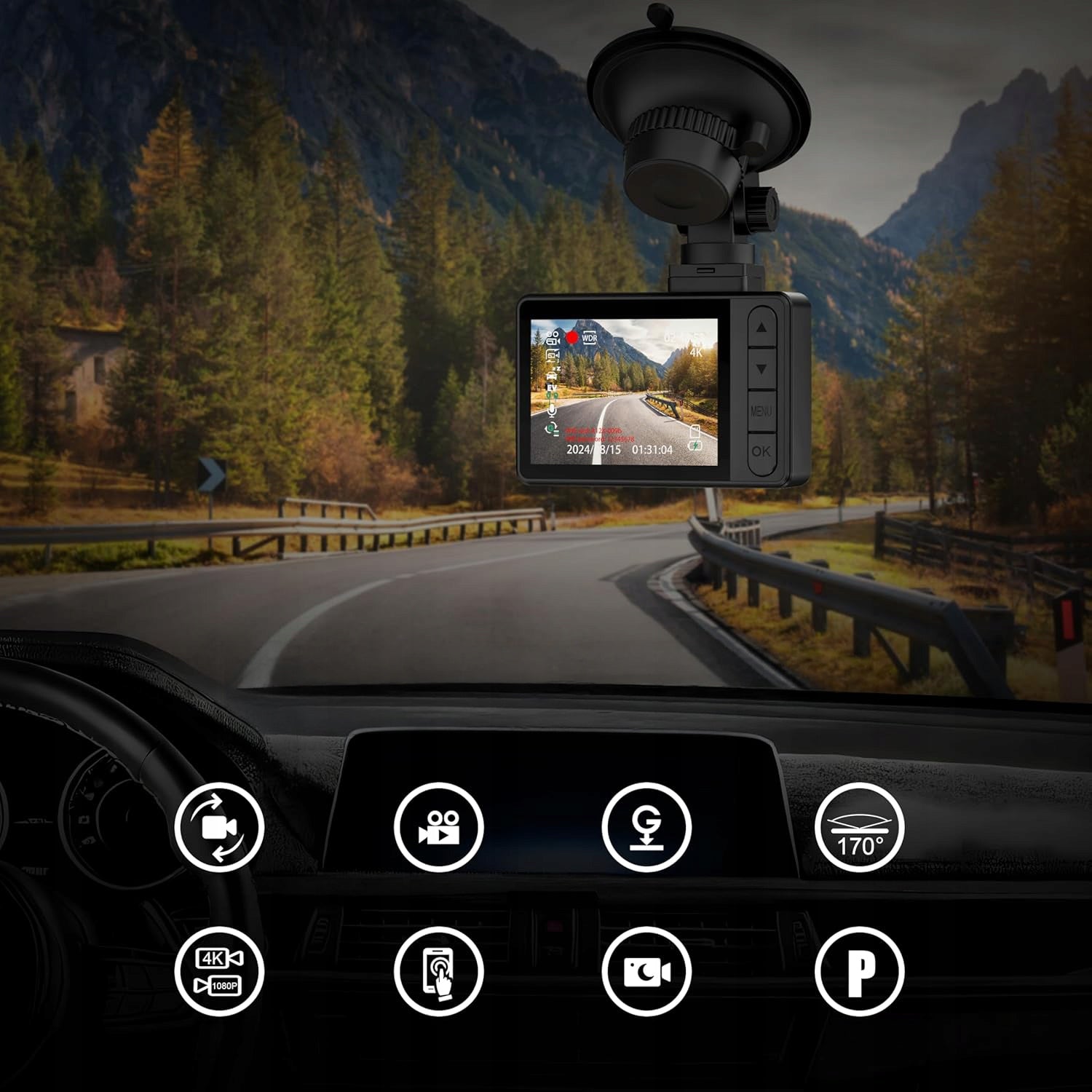 CAR CAMERA Feegar Traffic 4K UHD WiFi VIDEO RECORDER 5G 170° +REAR Manufacturer code KAMERA SAMOCHODOWA 4K UHD Feegar Traffic 4K