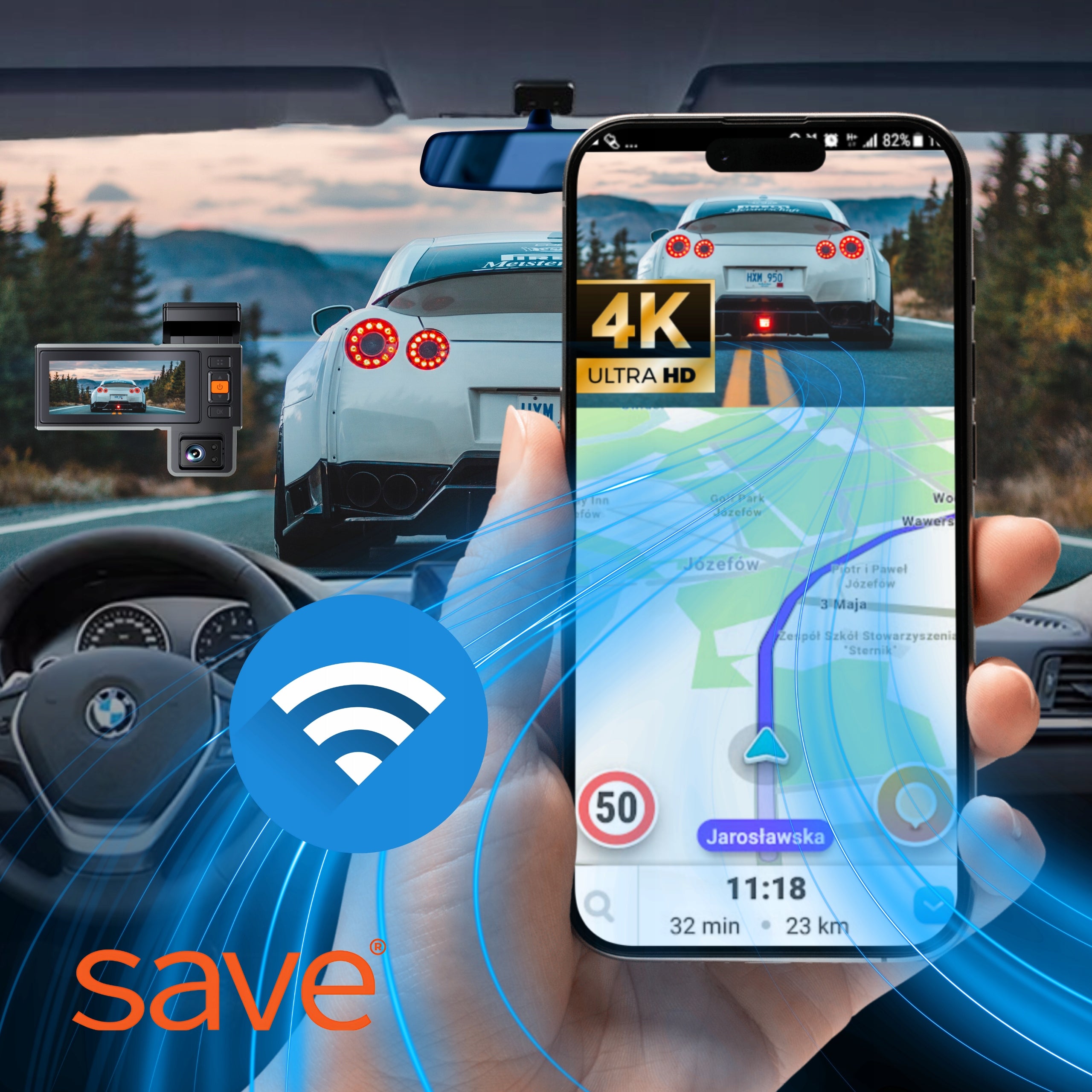 CAR CAMERA VIDEO RECORDER 3 CAMERAS VIDEO DRIVING RECORDER 4K PL Manufacturer code Rejestrator jazdy 4K A5S PRO DO TAKSÓWKI UBER
