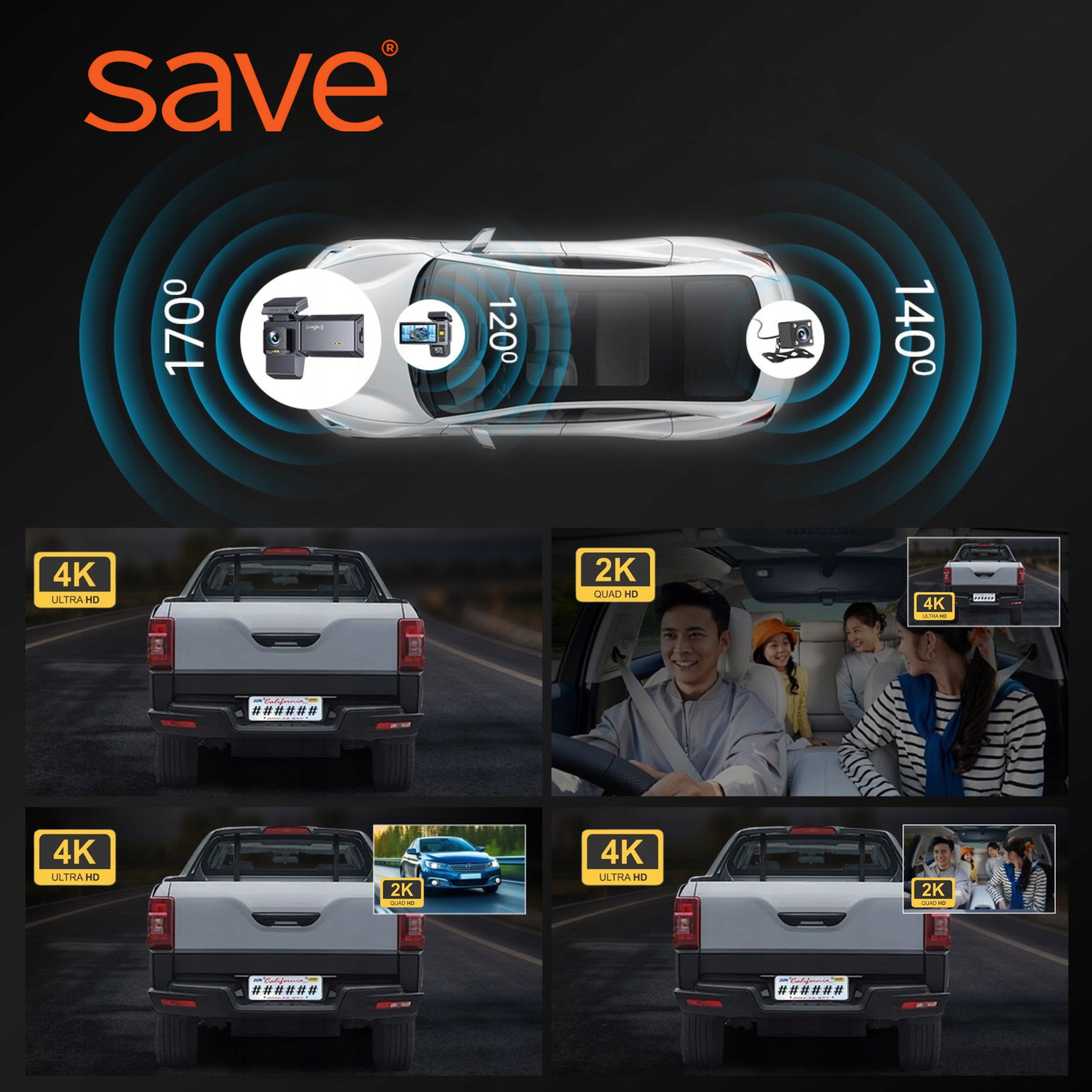 CAR CAMERA VIDEO RECORDER 3 CAMERAS VIDEO DRIVING RECORDER 4K PL Packaging status original