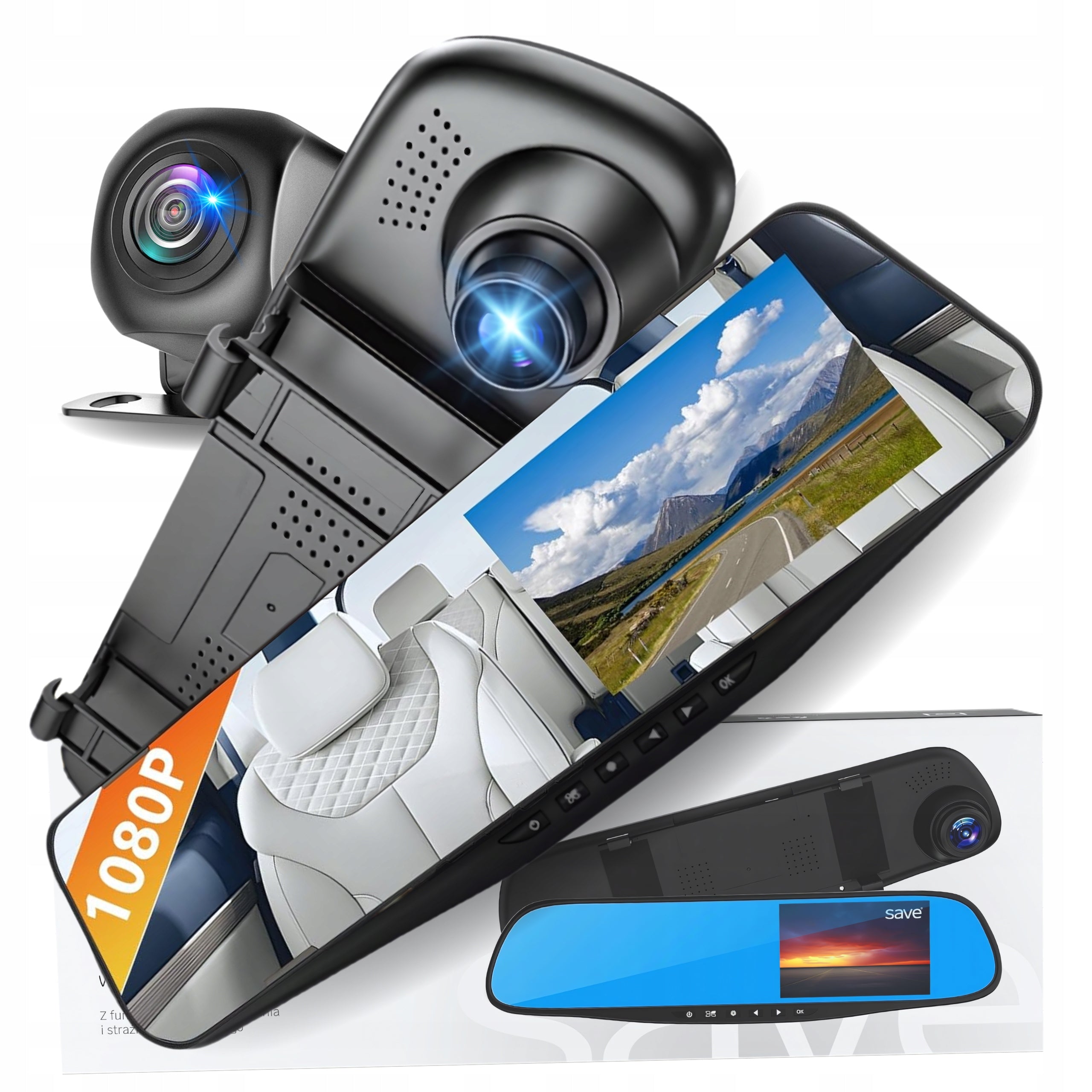 CAR CAMERA VIDEO RECORDER IN REVERSING MIRROR DRIVING RECORDER