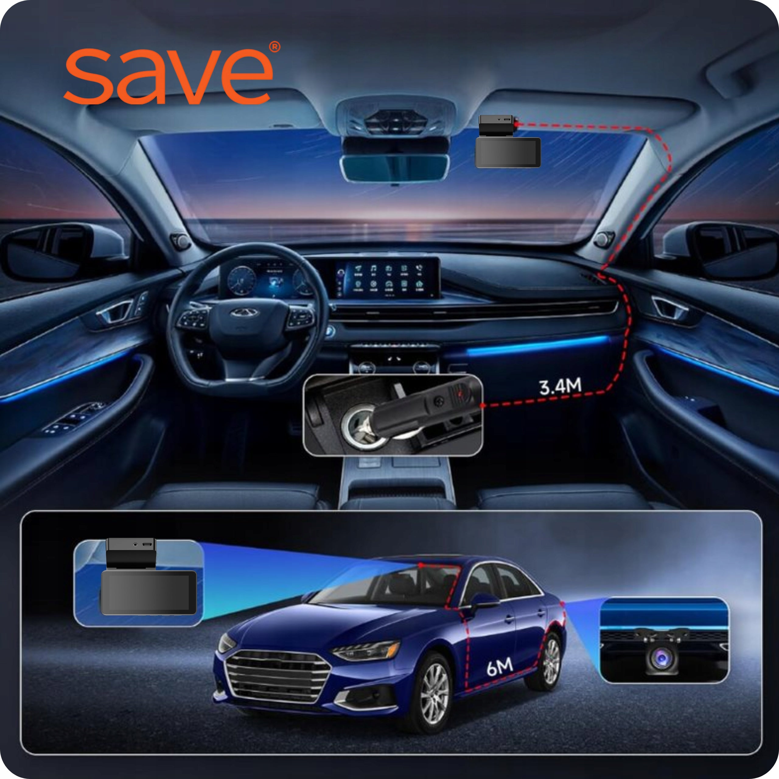 CAR CAMERA VIDEO RECORDER REVERSING CAMERA 4K FRONT 2K REAR MENU PL Model Wideo Rejestrator A4 Wideo rejestrator samochodowy