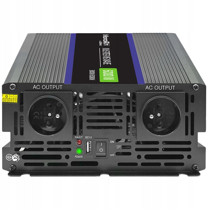 CAR CONVERTER 12V 230V 3000W/6000W SINE MODF. HEATER COMPUTER Brand Qoltec