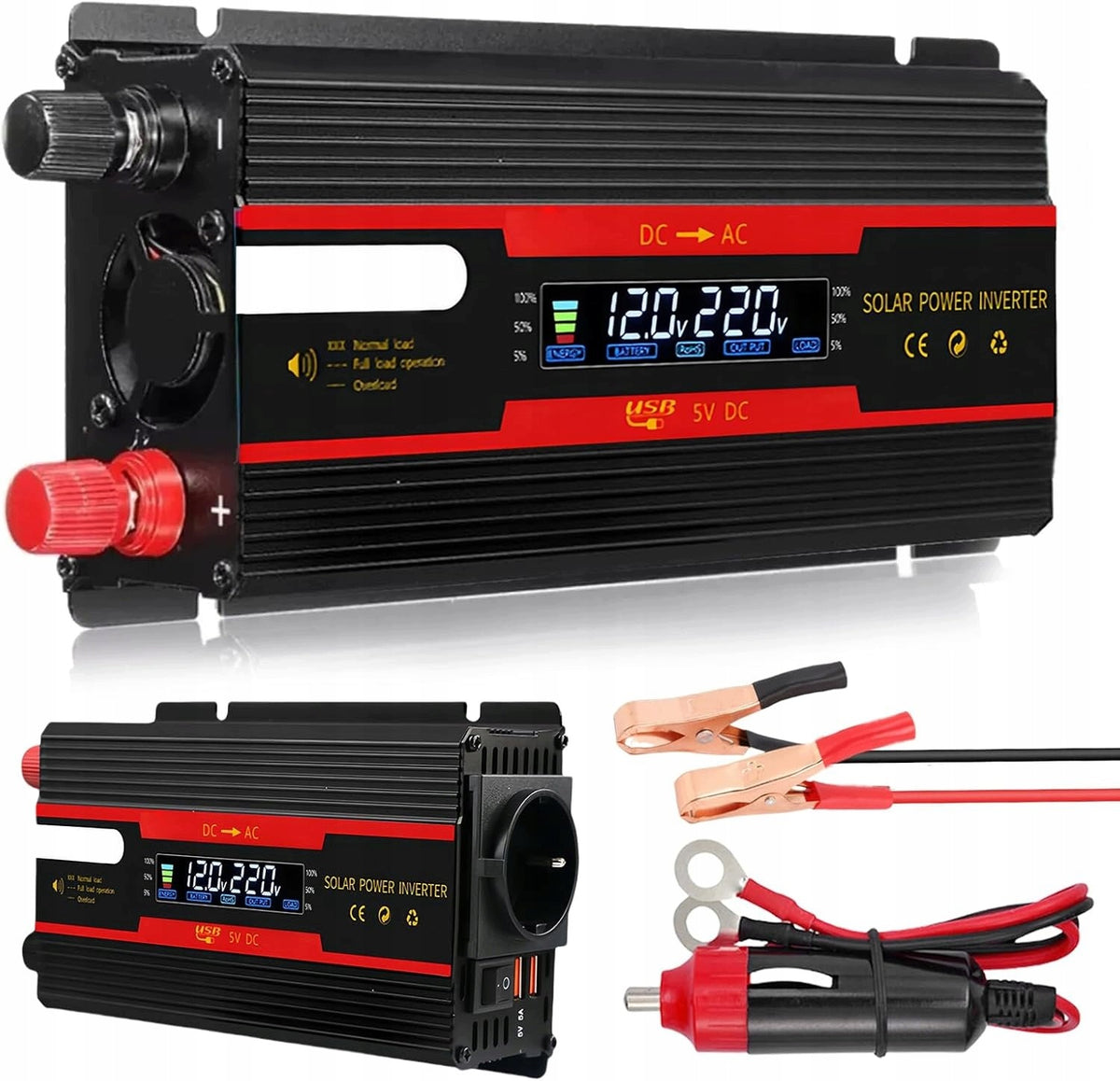 CAR CONVERTER 12V 24V 220V 2000W LCD VOLTAGE CONVERTER AUTO Effective power 2000 W