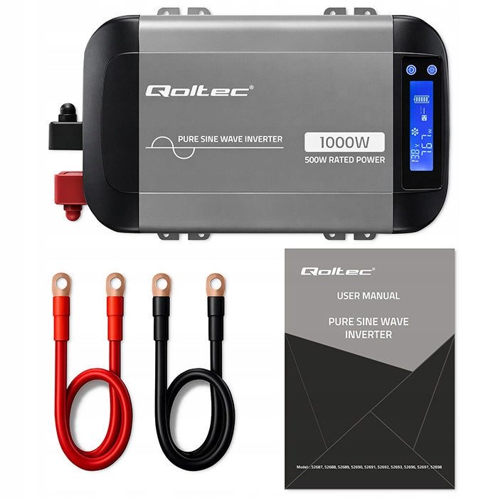 CAR CONVERTER FULL SINE QOLTEC 12V 500W/1000W PHOTOVOLTAICS Effective power 500 W