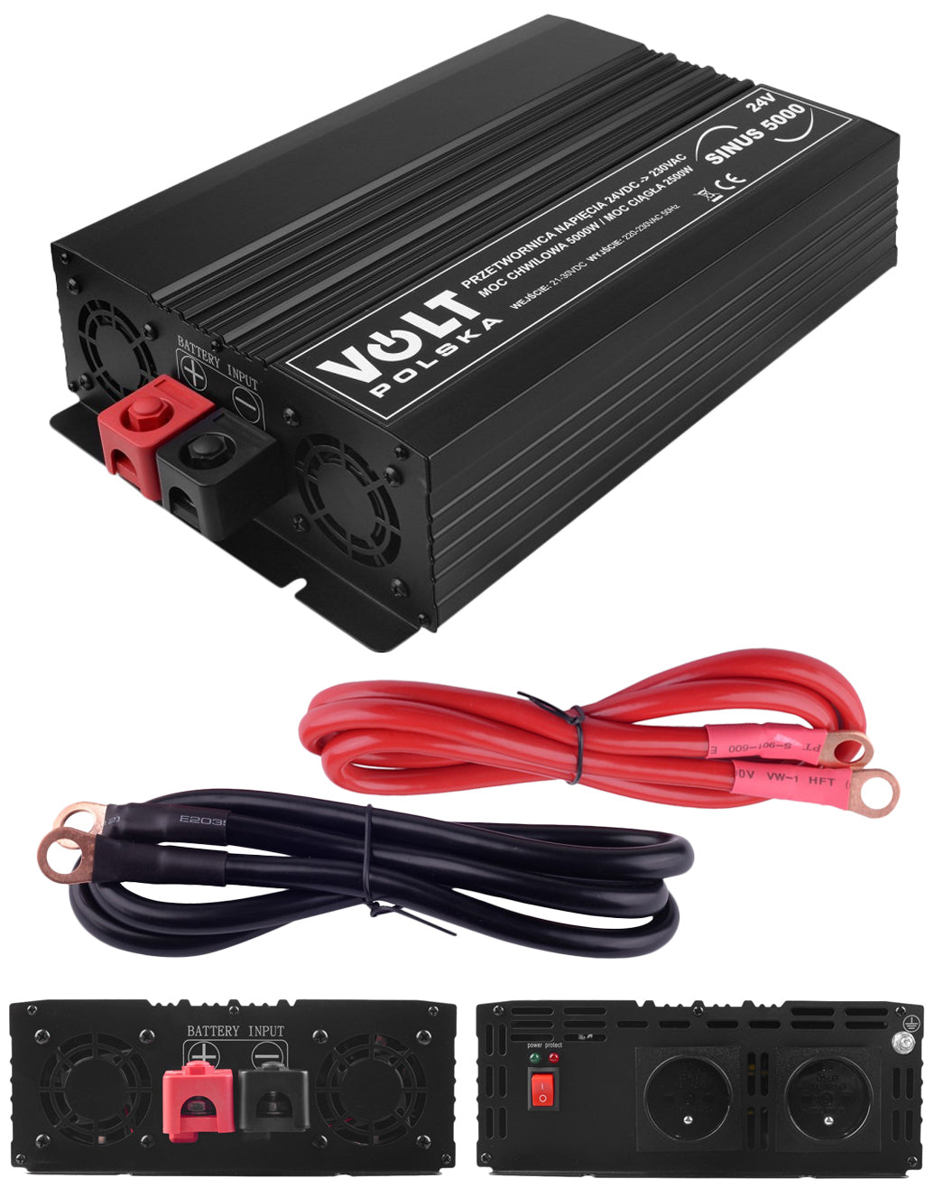 CAR CONVERTER FULL SINE VOLT Poland 24V 2500W 5000W + USB TIR