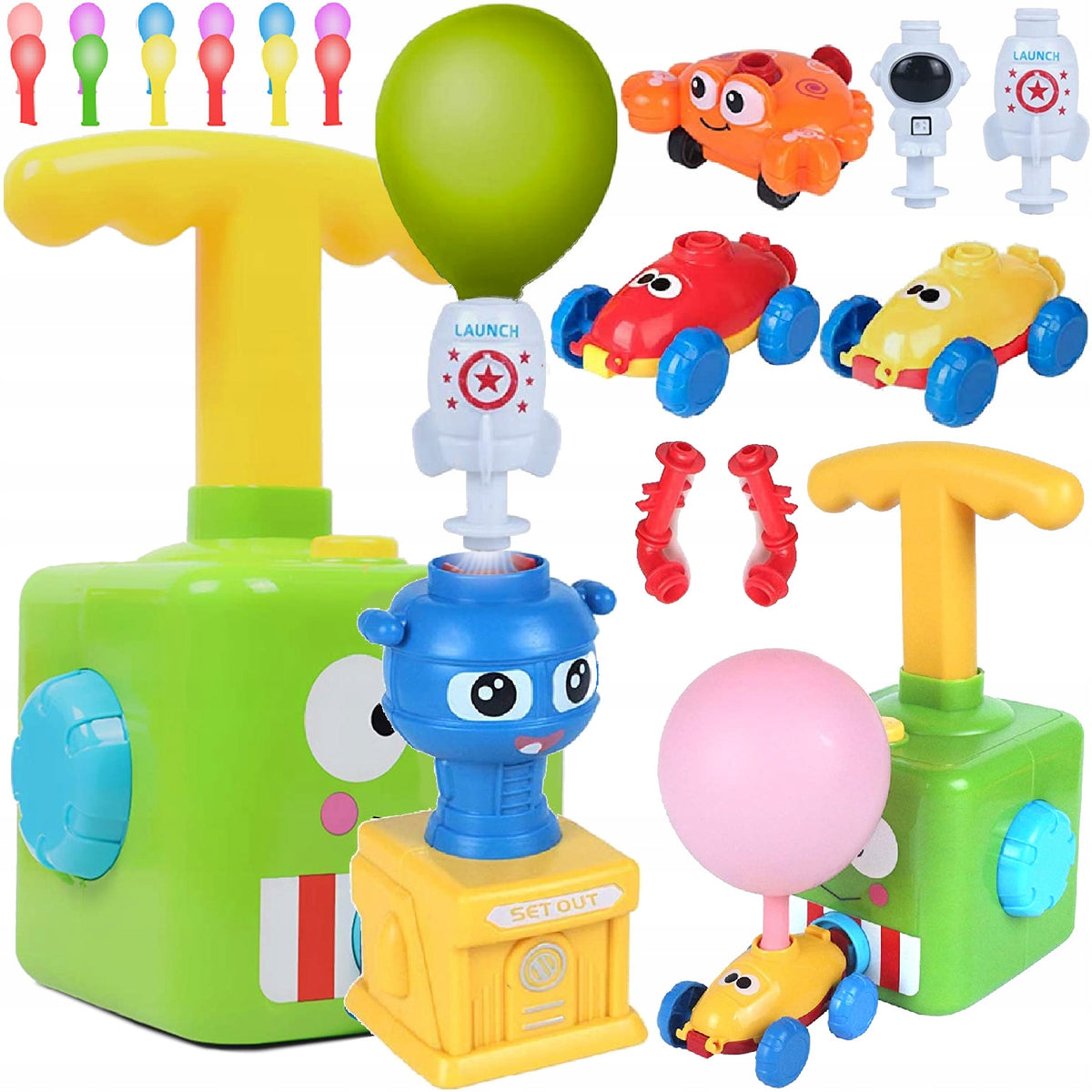 CAR LAUNCHER BALLOON RACKETS FOR KIDS CAR LARGE SET ACCESSORIES