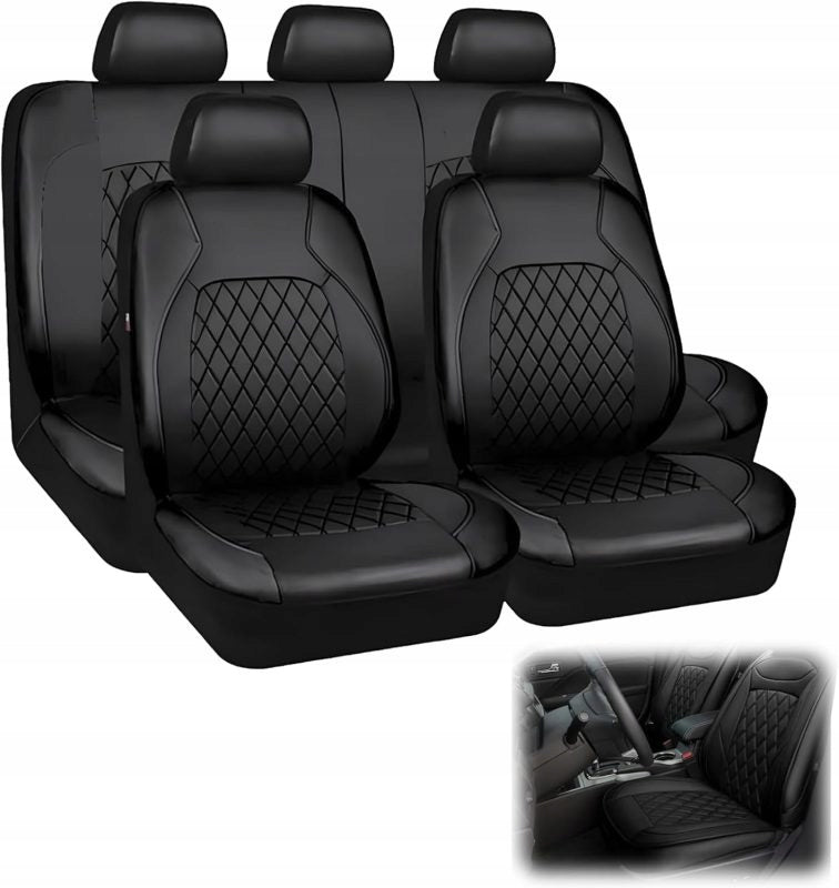 CAR LEATHER COVERS SEATS BLACK ECO LEATHER SEAT SET