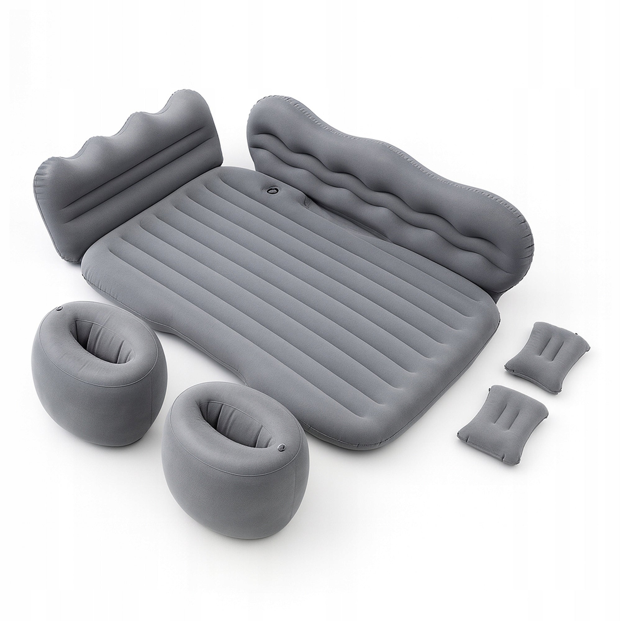 CAR MATTRESS INFLATABLE Grey For Car + Pump Pillow Poufs 128x76cm