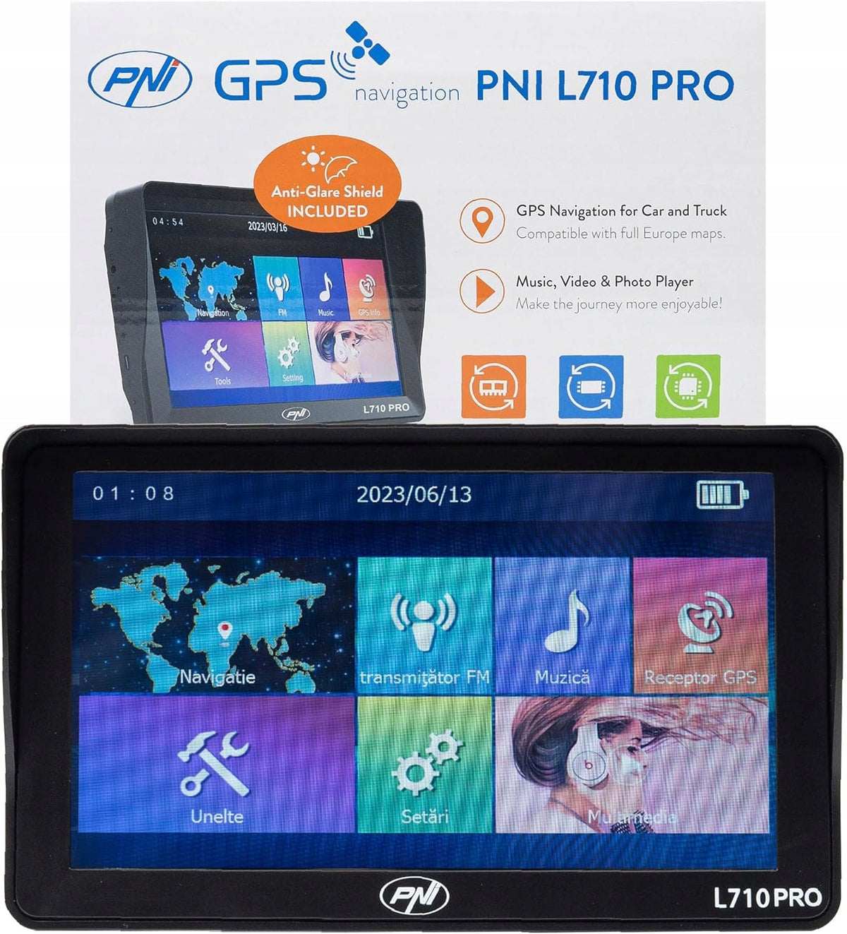CAR NAVIGATION GPS 7" FM 16GB WITH COVER Packaging status original