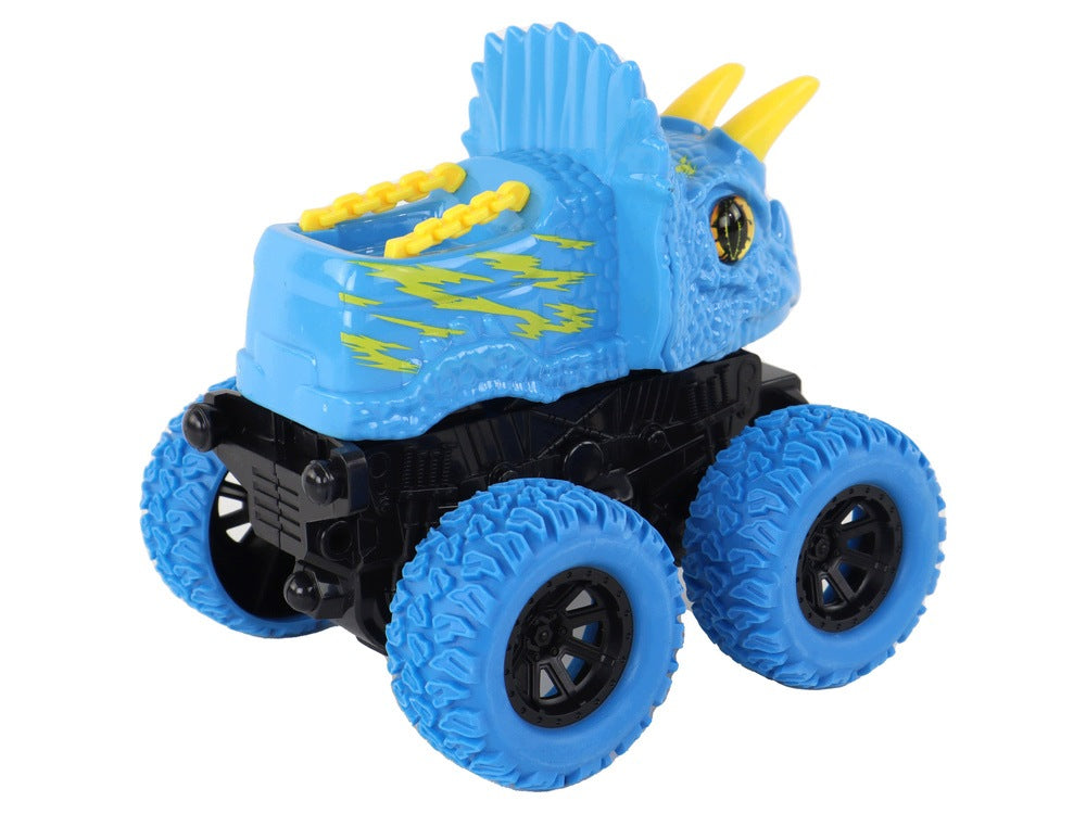 CAR OFF-ROAD VEHICLE PUSHER DINOSAUR TRICERATOPS REX RUBBER WHEELS BLUE Brand LEAN Toys
