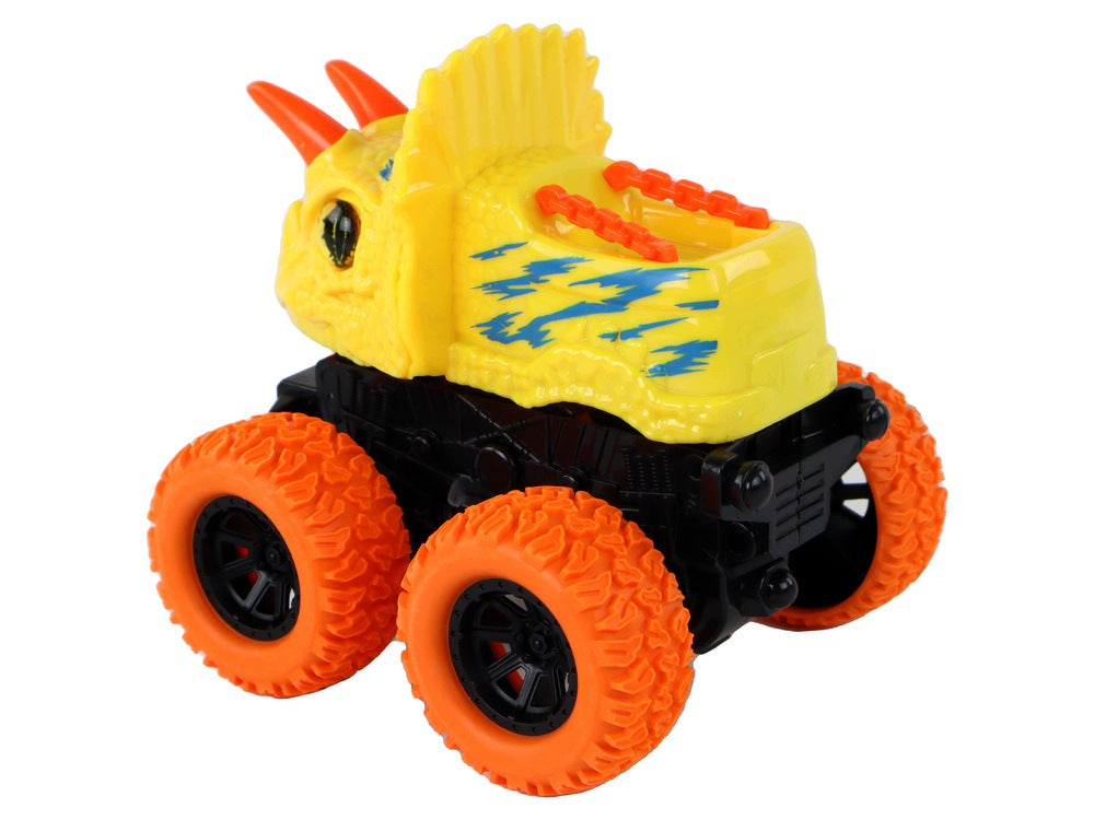 CAR OFF-ROAD VEHICLE PUSHER DINOSAUR TRICERATOPS REX RUBBER WHEELS YELLOW Brand LEAN Toys