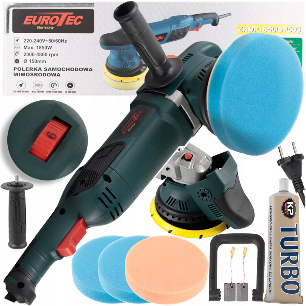 CAR POLISHER 1850W ECCENTRIC WITH OSCILLATING ADJUSTMENT + SPONGES +PAD