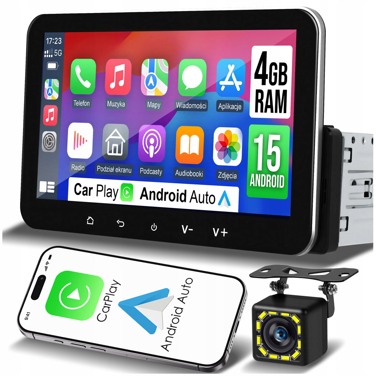 CAR RADIO 1 DIN 7'' CARPLAY ANDROID 15 WIFI GPS TOUCH FM 4GB