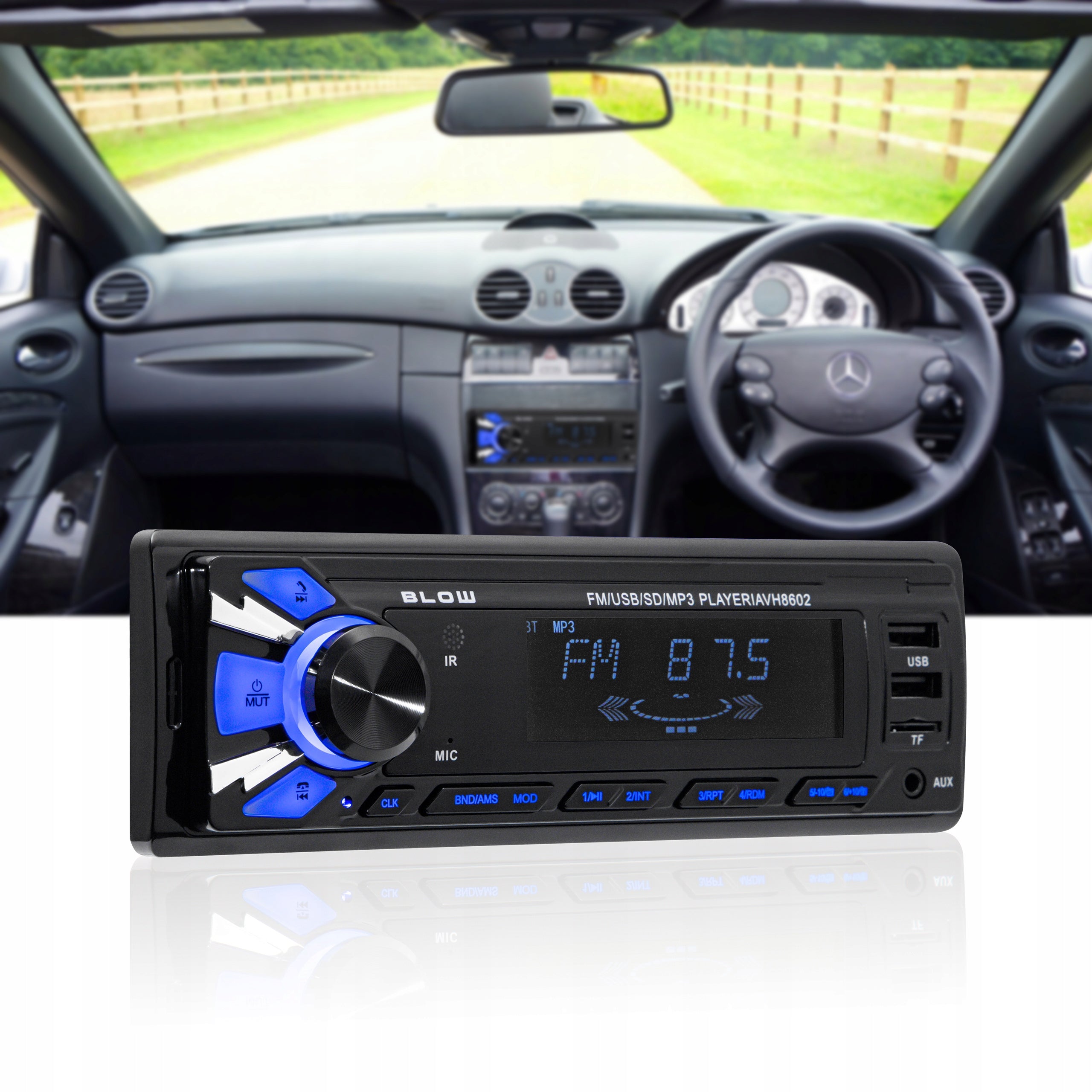 CAR RADIO 1-DIN BLUETOOTH 2x USB AUX SD MP3 REMOTE CONTROL BATTERY Manufacturer code 78-268#