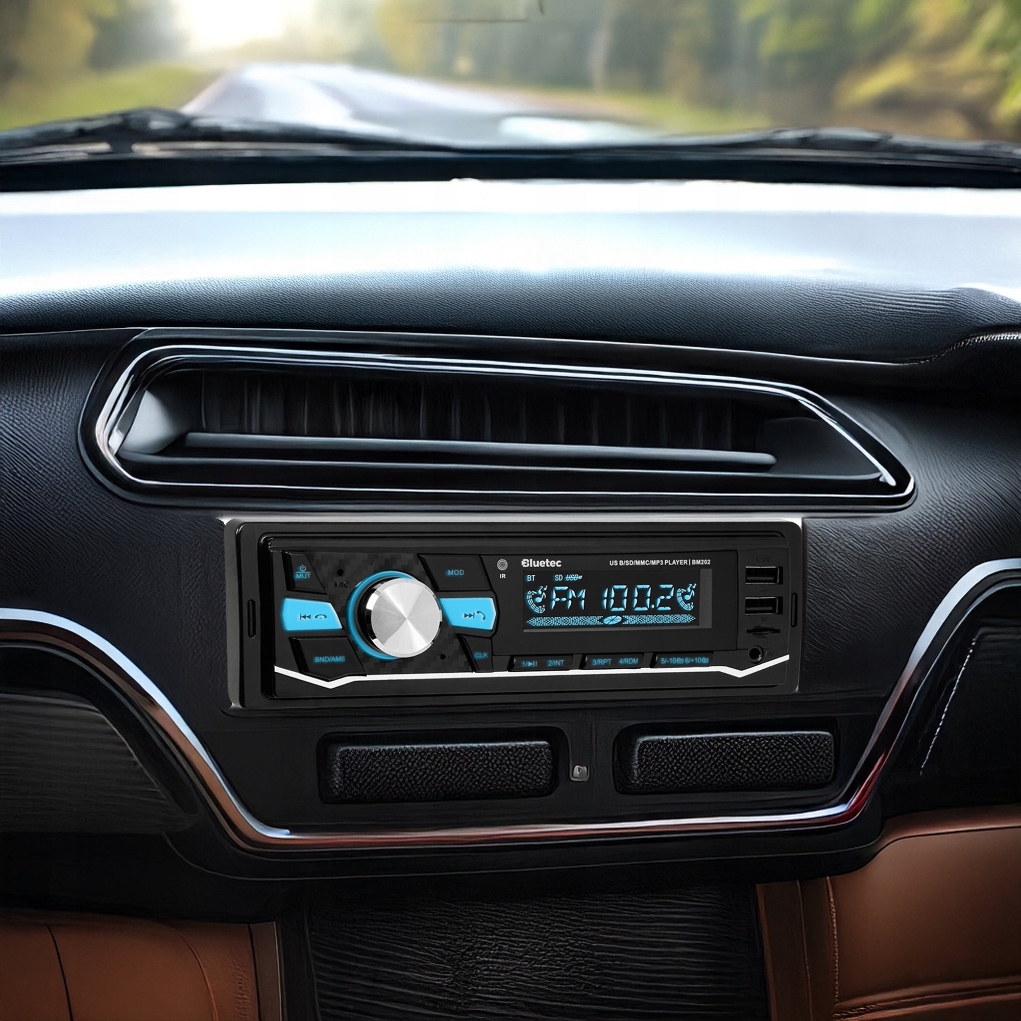 CAR RADIO 1-DIN BLUETOOTH 5.0 USB SD AUX MP3 MICROPHONE REMOTE CONTROL COLORS Manufacturer code 78-296#