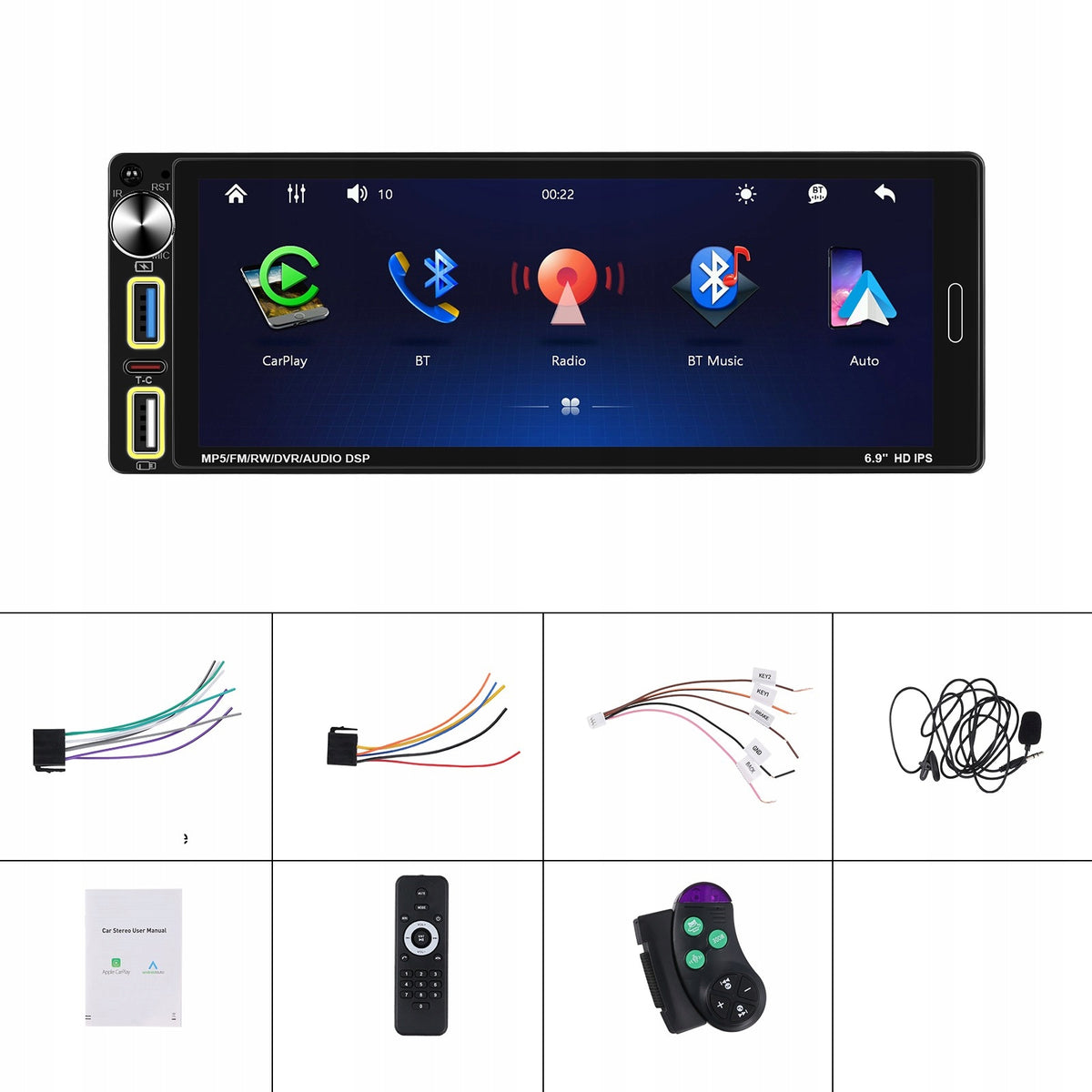 CAR RADIO 1 DIN USB ANDROID AUTO CARPLAY MIRROR LINK REVERSING CAMERA Manufacturer code Radio 1 DIN / CarPlay / Android Auto