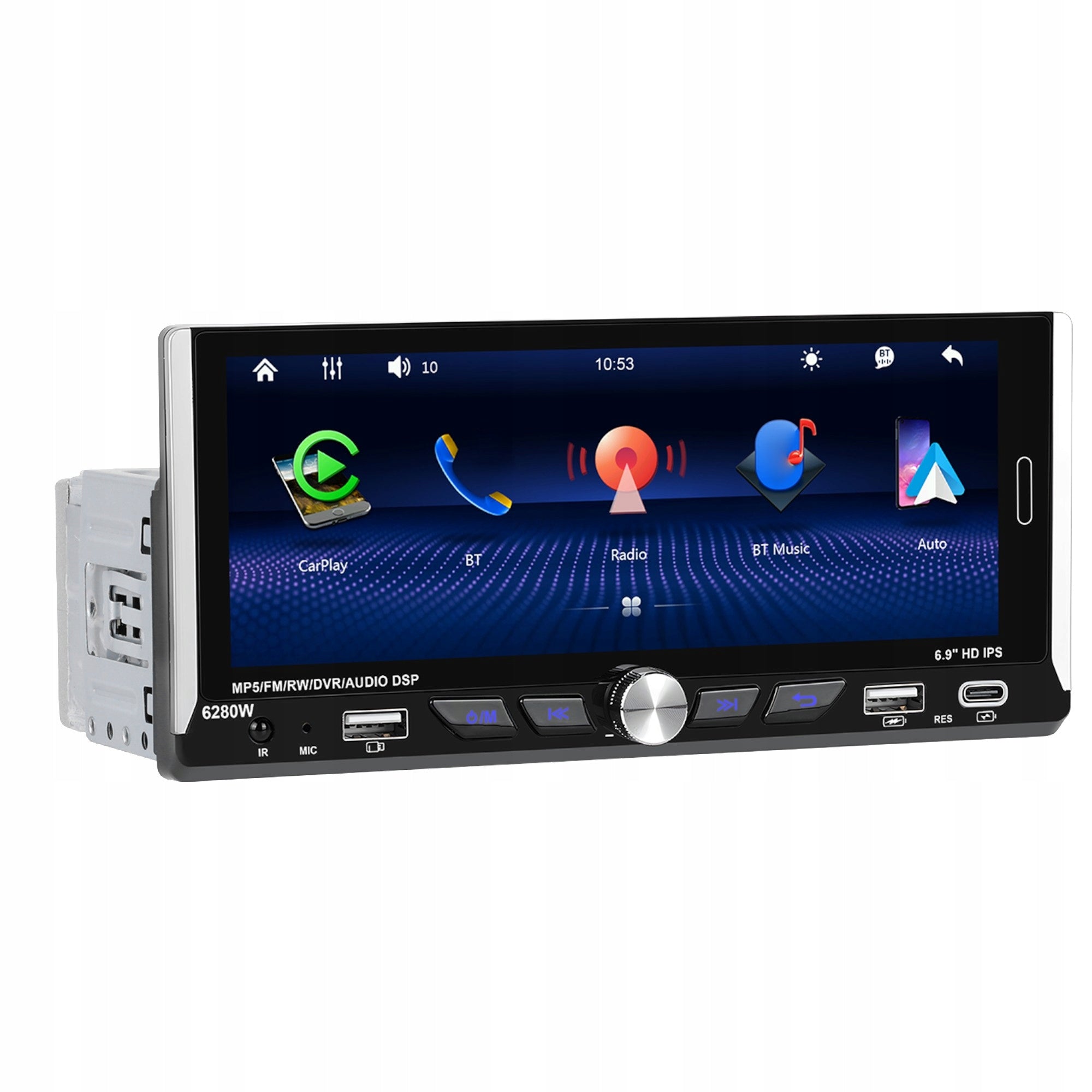 CAR RADIO 1 DIN WIRELESS CARPLAY ANDROID AUTO MIRROR USB LINK Packaging status original