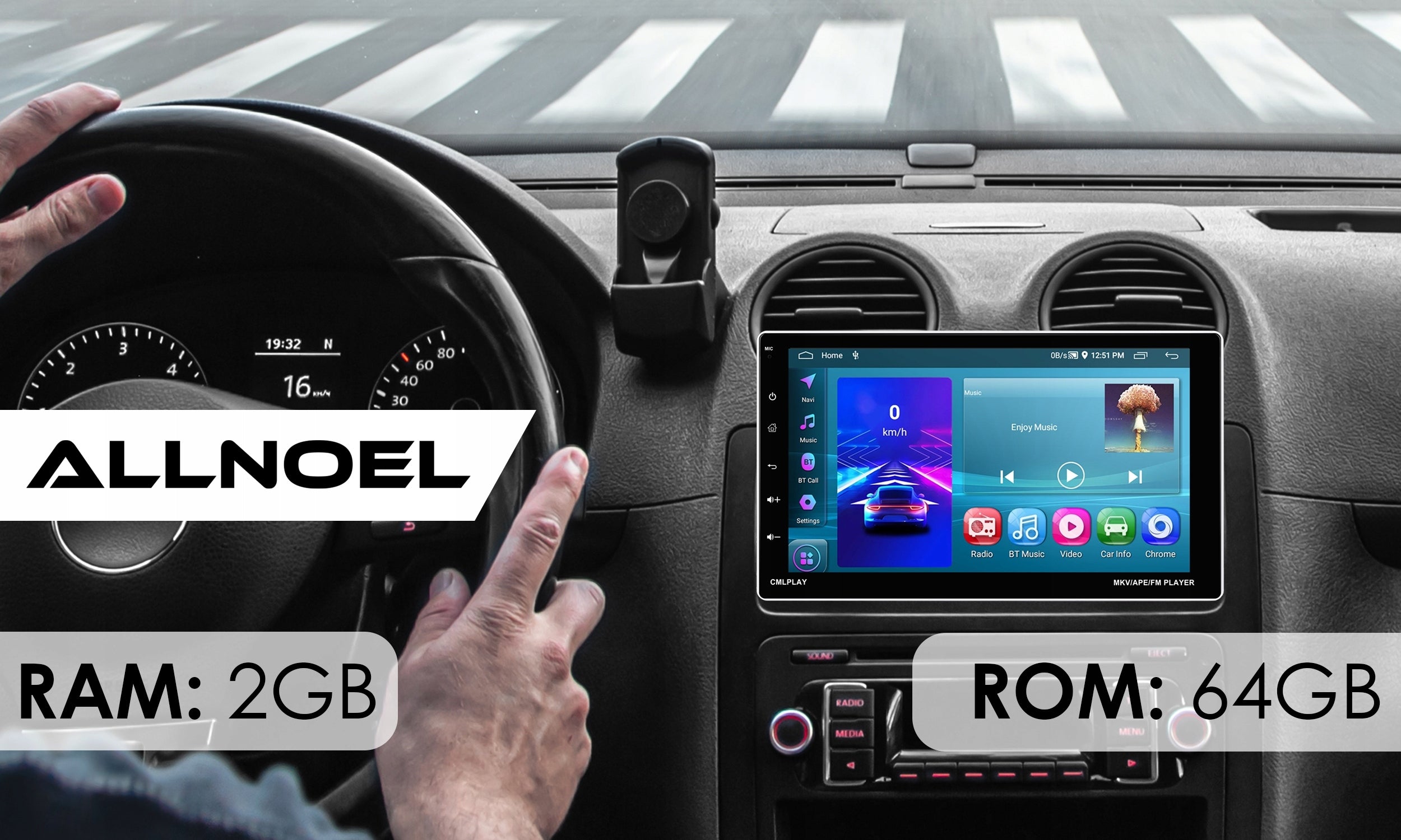 CAR RADIO 1DIN CARPLAY ANDROID WIFI GPS TOUCH 2GB RAM 9'' Manufacturer code Uniwersalne Radio 1 DIN 2GB RAM