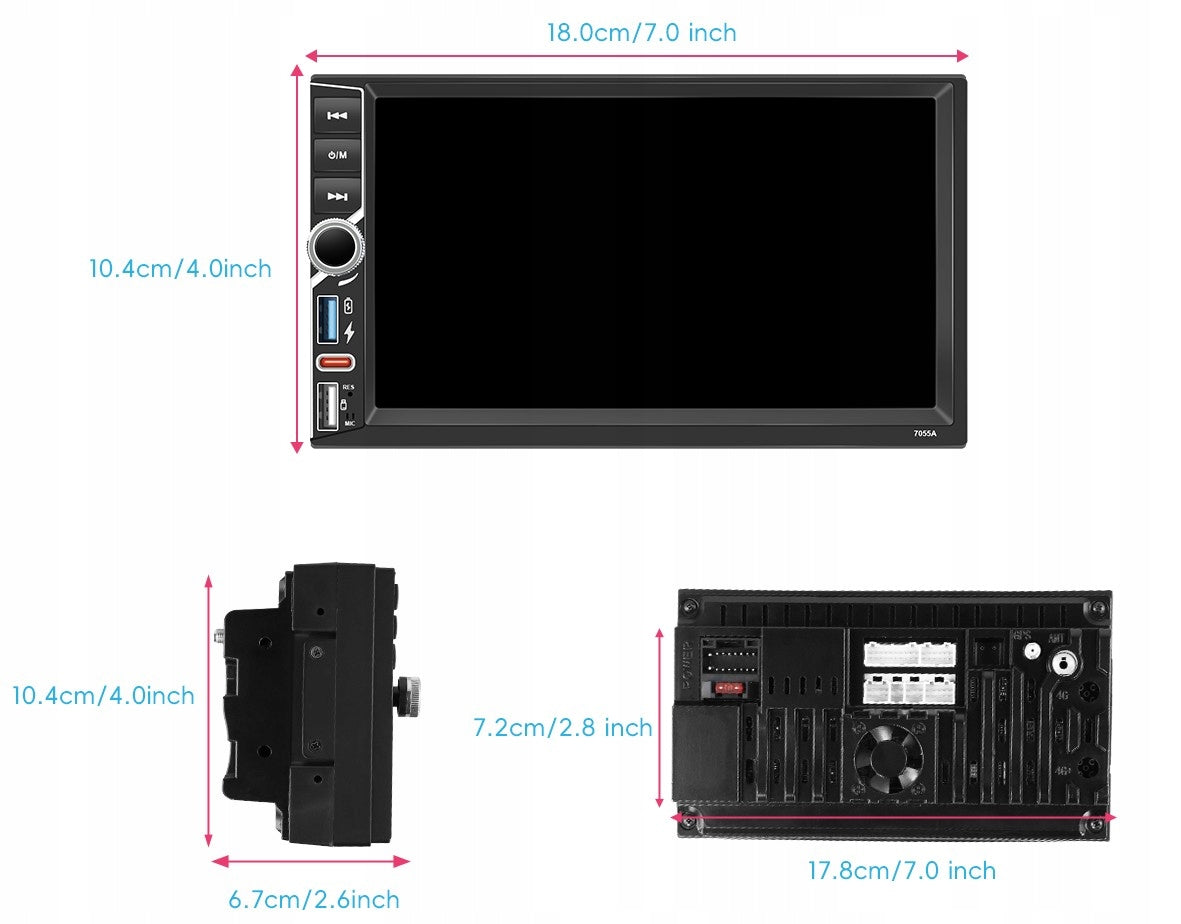 CAR RADIO 2 DIN 4GB RAM ANDROID AUTO CARPLAY ANDROID 15 RDS DSP 7" EAN (GTIN) 5905215798009