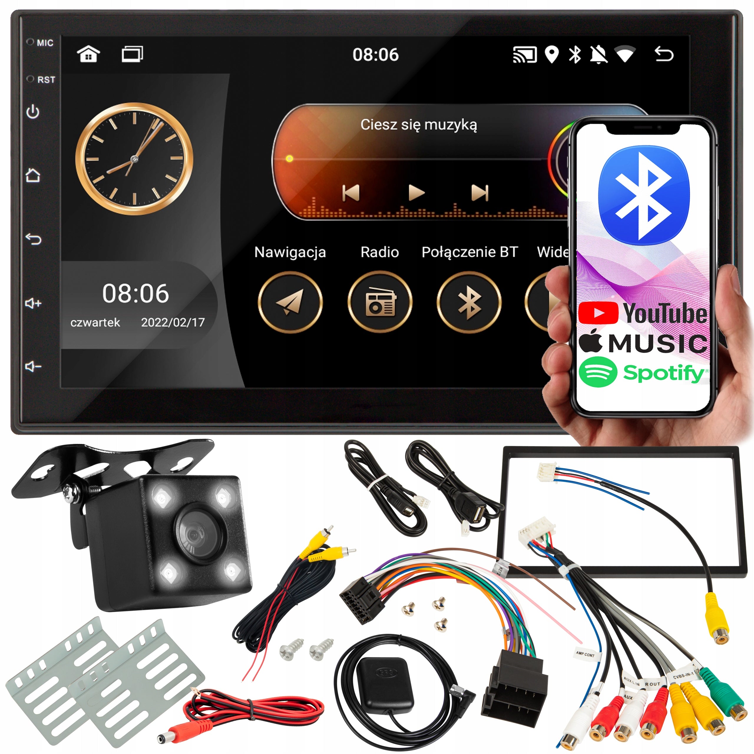 CAR RADIO 2 DIN WiFi GPS ANDROID BLUETOOTH USB RDS REVERSING CAMERA
