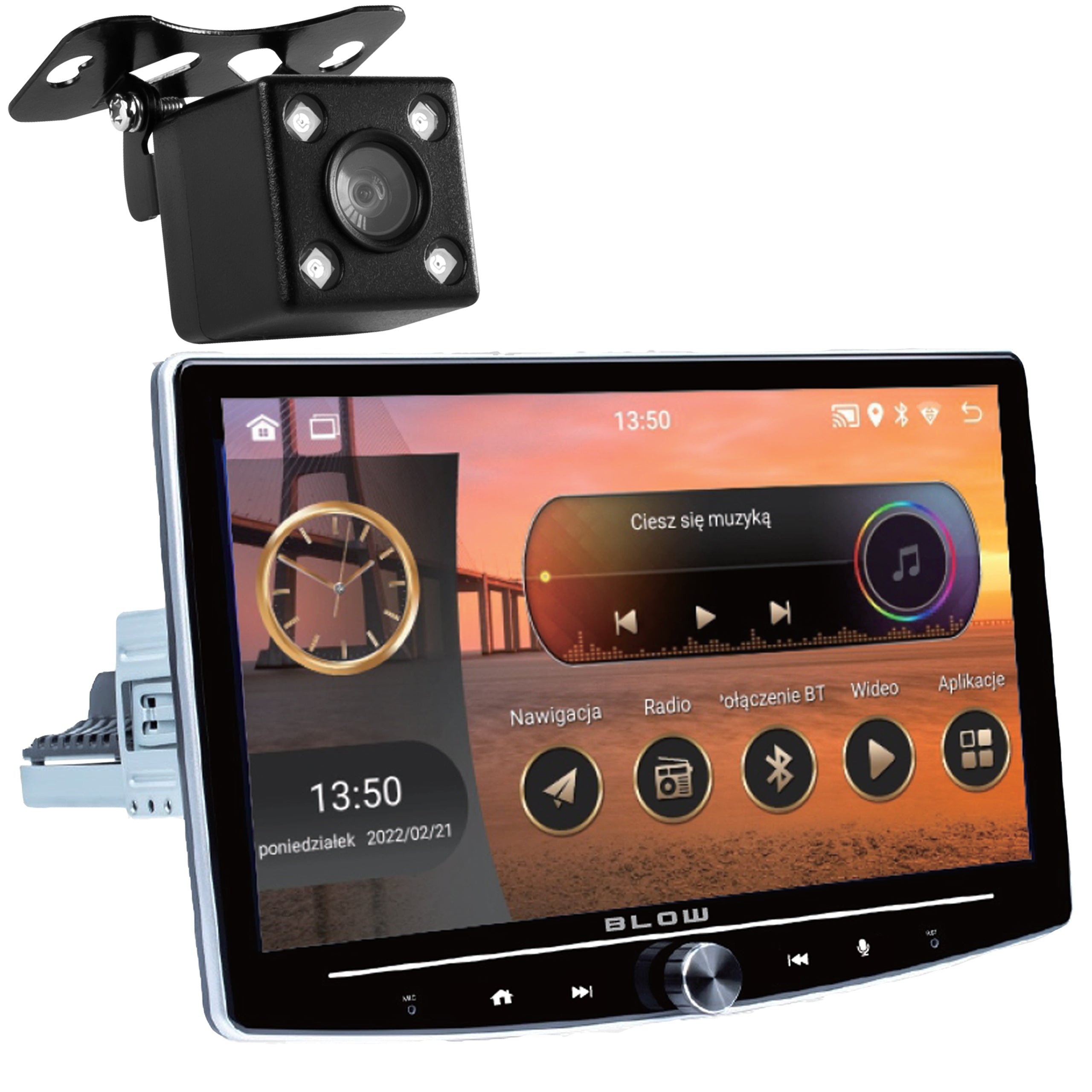 CAR RADIO ANDROID 13 1DIN 10 INCH BLUETOOTH REVERSING CAMERA + OBD 2 Packaging status original