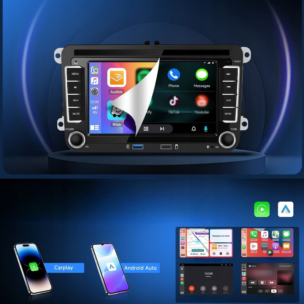 CAR RADIO Android Auto CarPlay VOLKSWAGEN PASSAT CADDY GOLF TOURAN Packaging status original