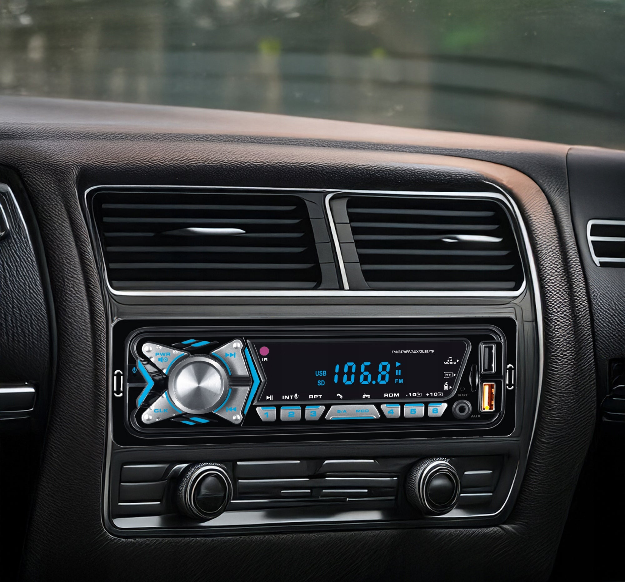 CAR RADIO BLUETOOTH 1-DIN USB AUX SD MICROPHONE REMOTE CONTROL BATTERY Manufacturer code 78-356 Radio
