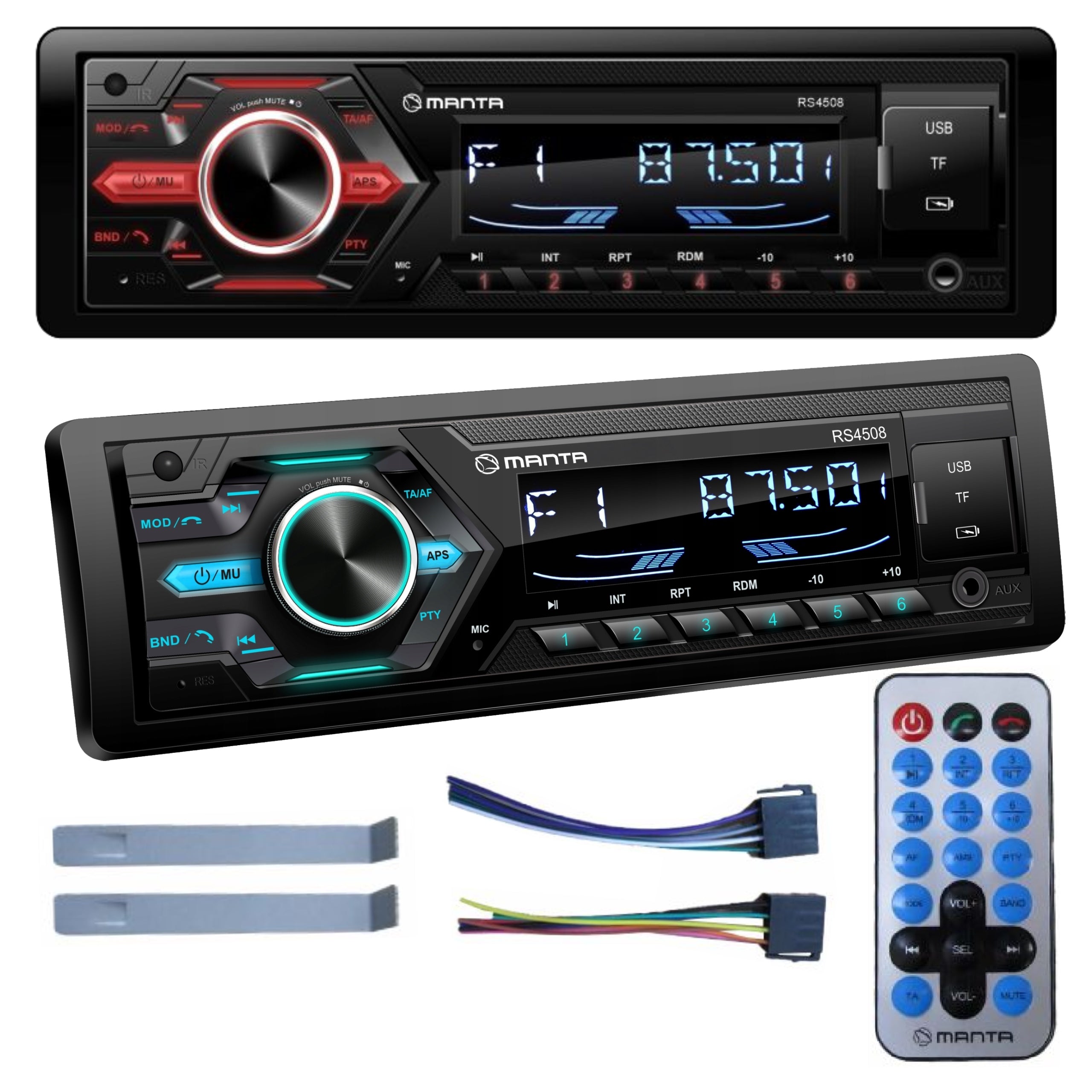 CAR RADIO BLUETOOTH PLAYER REMOTE CONTROL USB MP3 SD RDS MICROPHONE