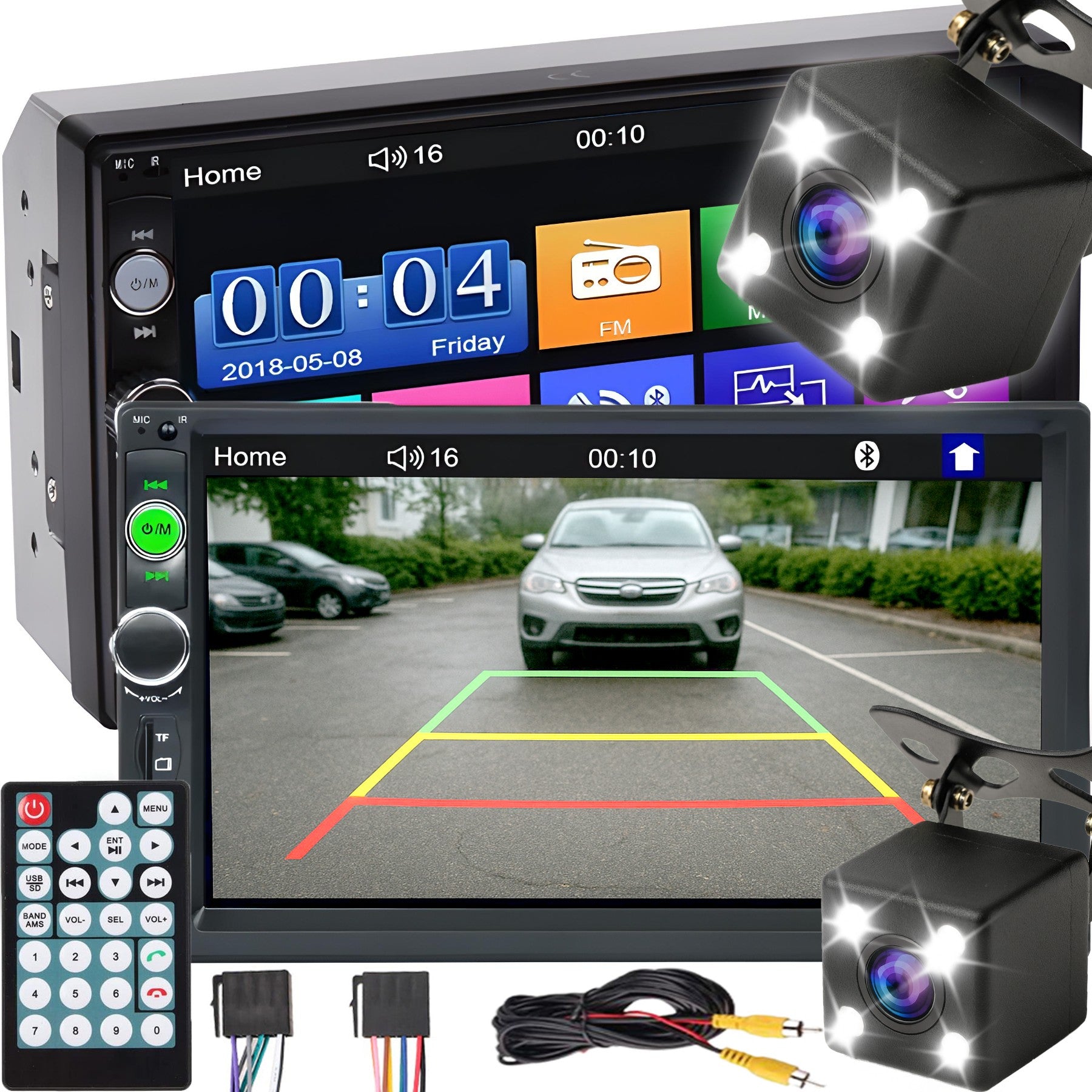 CAR RADIO BT 2 DIN 7" TOUCH MONITOR USB AUX SD + REVERSING CAMERA Packaging status original