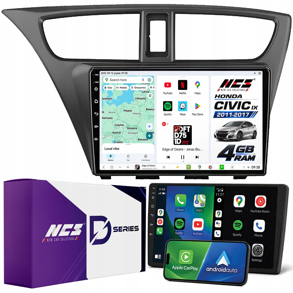 CAR RADIO D9 HONDA CIVIC IX 9 2012-2017 ANDROID NAVIGATION 4GB LTE
