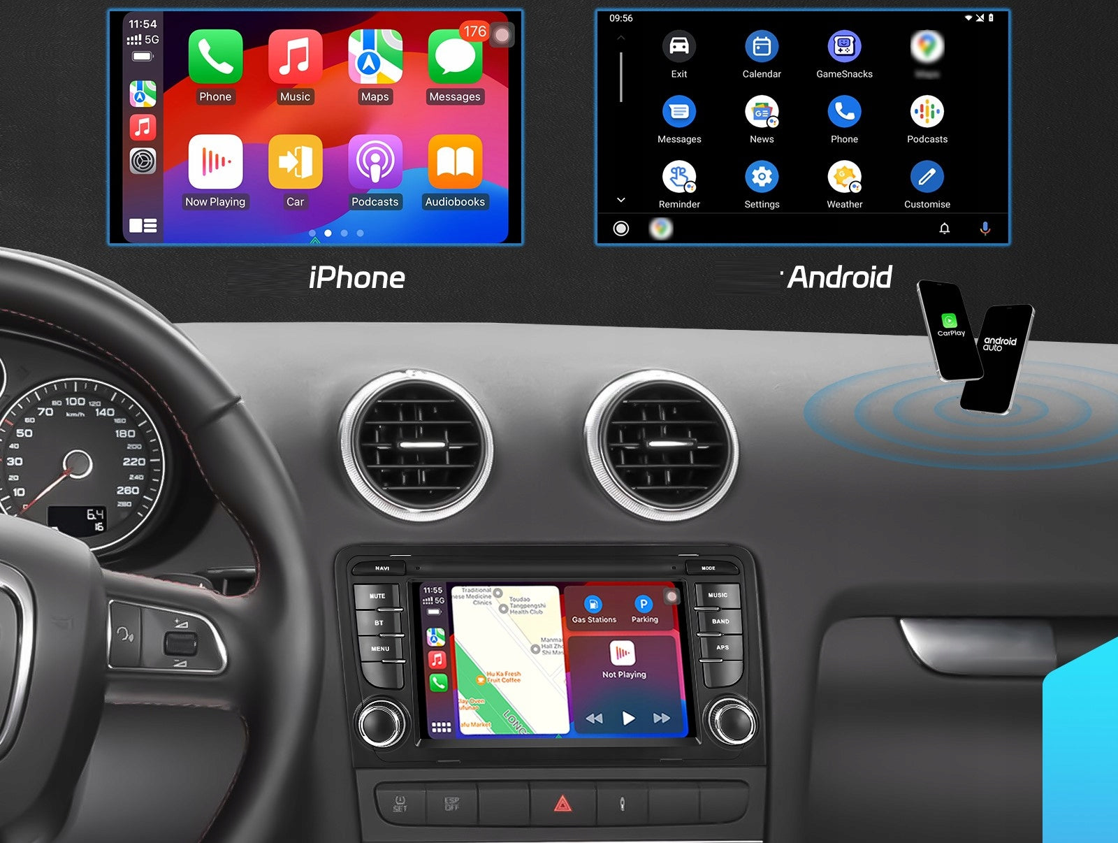 CAR RADIO FOR AUDI A3 ANDROID CARPLAY GPS WIFI RDS NAVIGATION 6GB RAM Packaging status original