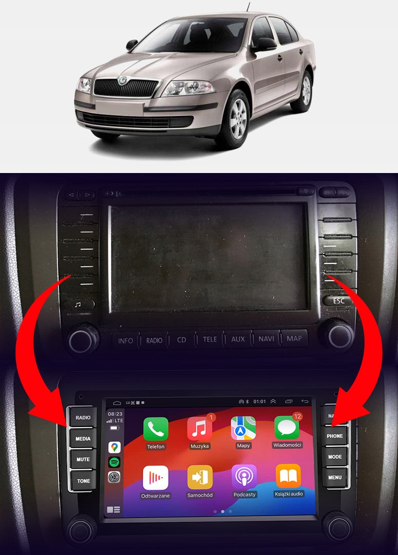 CAR RADIO NCS P4V7 SKODA OCTAVIA II 2 2004-2013 ANDROID BT 4GB 2DIN Packaging status original