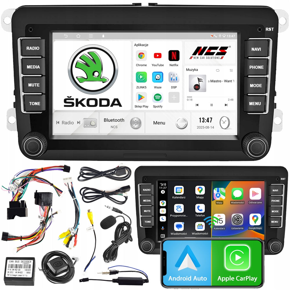 CAR RADIO NCS P4V7 SKODA OCTAVIA II 2 2004-2013 ANDROID BT 4GB 2DIN